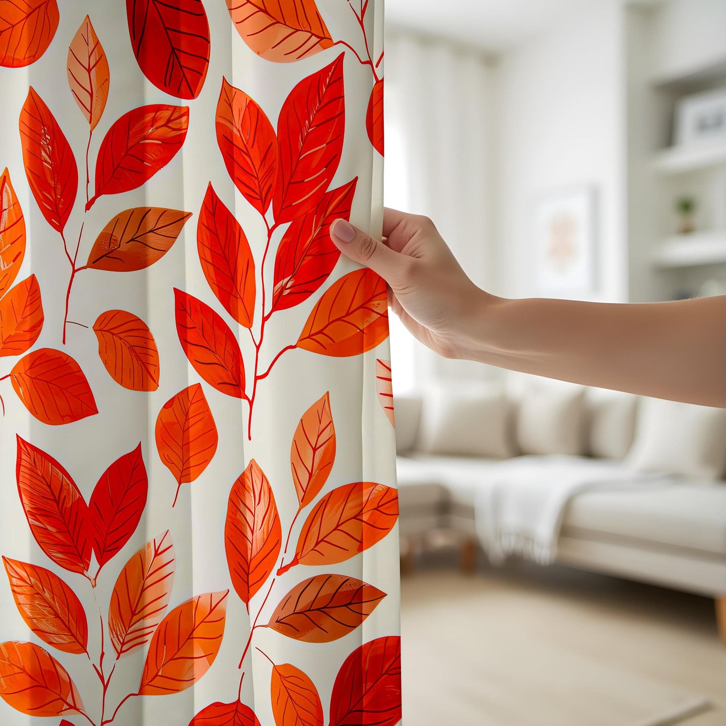 Onay Autumn Leaf Living Room Curtains, Fall Inspired Window Drapes