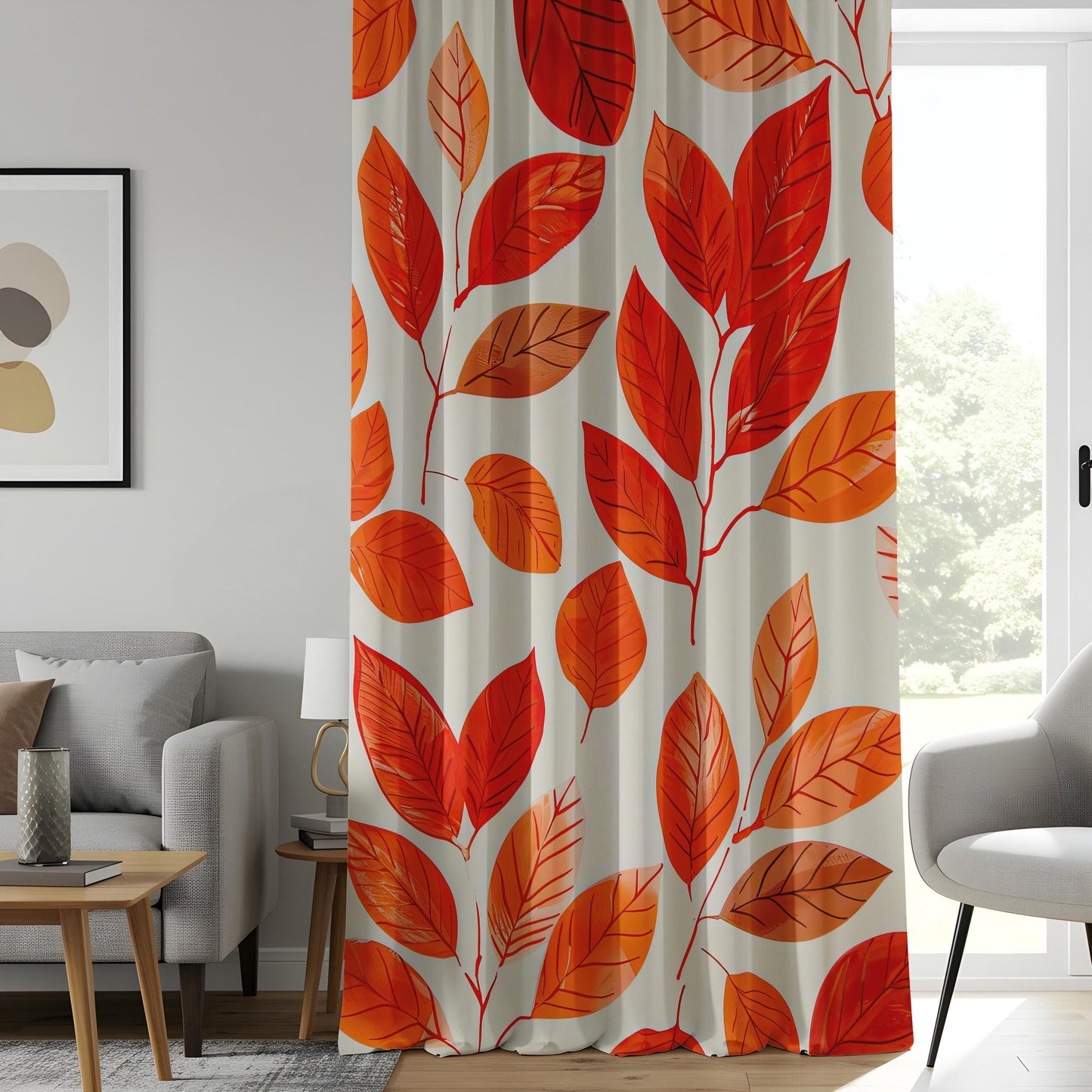 Onay Autumn Leaf Living Room Curtains, Fall Inspired Window Drapes