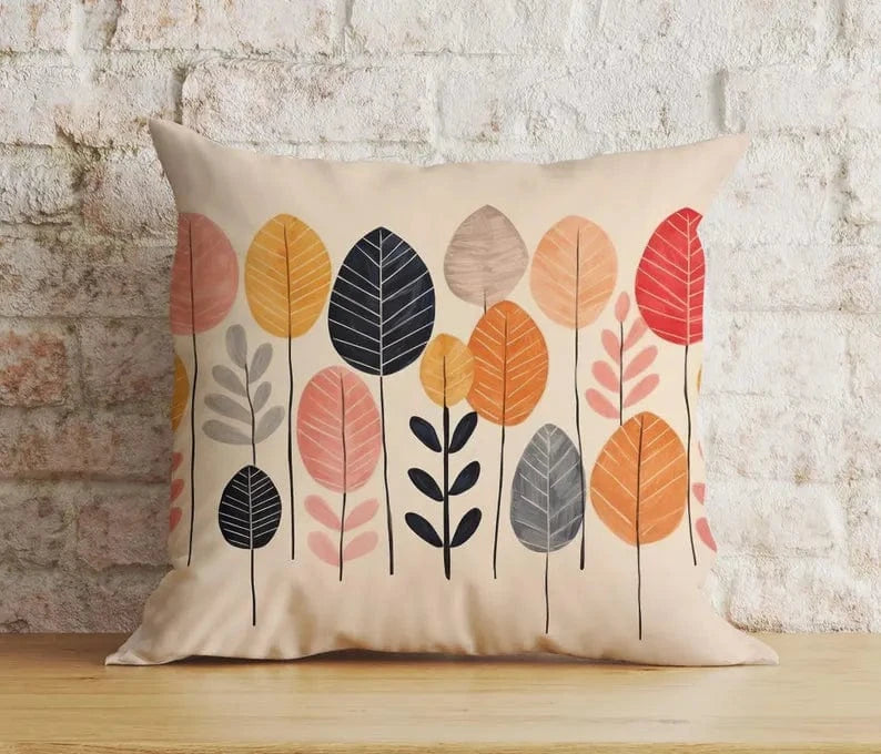 Onay Cushion Covers 5 / 12 x 12 inch (30 x 30 cm) Double Side Autumn Rustic Neutral Fall Dry Leaves Fall Cushion Covers