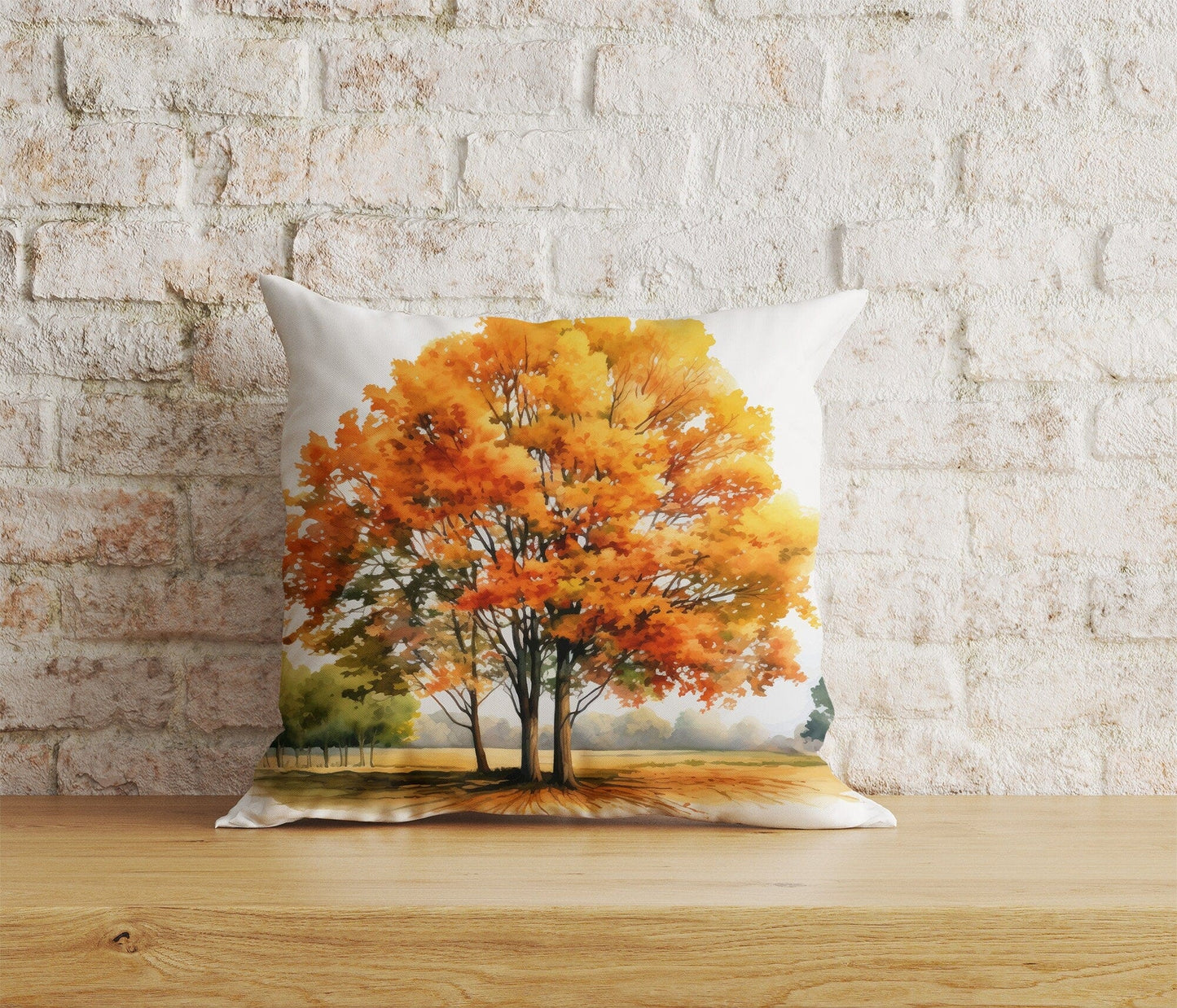 Onay Home Textile 2 / 12 x 12 inch (30 x 30 cm) Double Side Autumn Tree Pillow Cover Autumn Leaves Cushion Cover