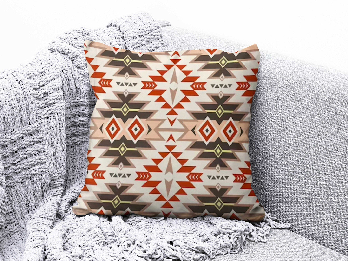 Onay 3 / 12 x 12 inch (30 x 30 cm) Double Side Aztec Kilim Cushion Cover Ethnic Rug Pattern Cushion Case
