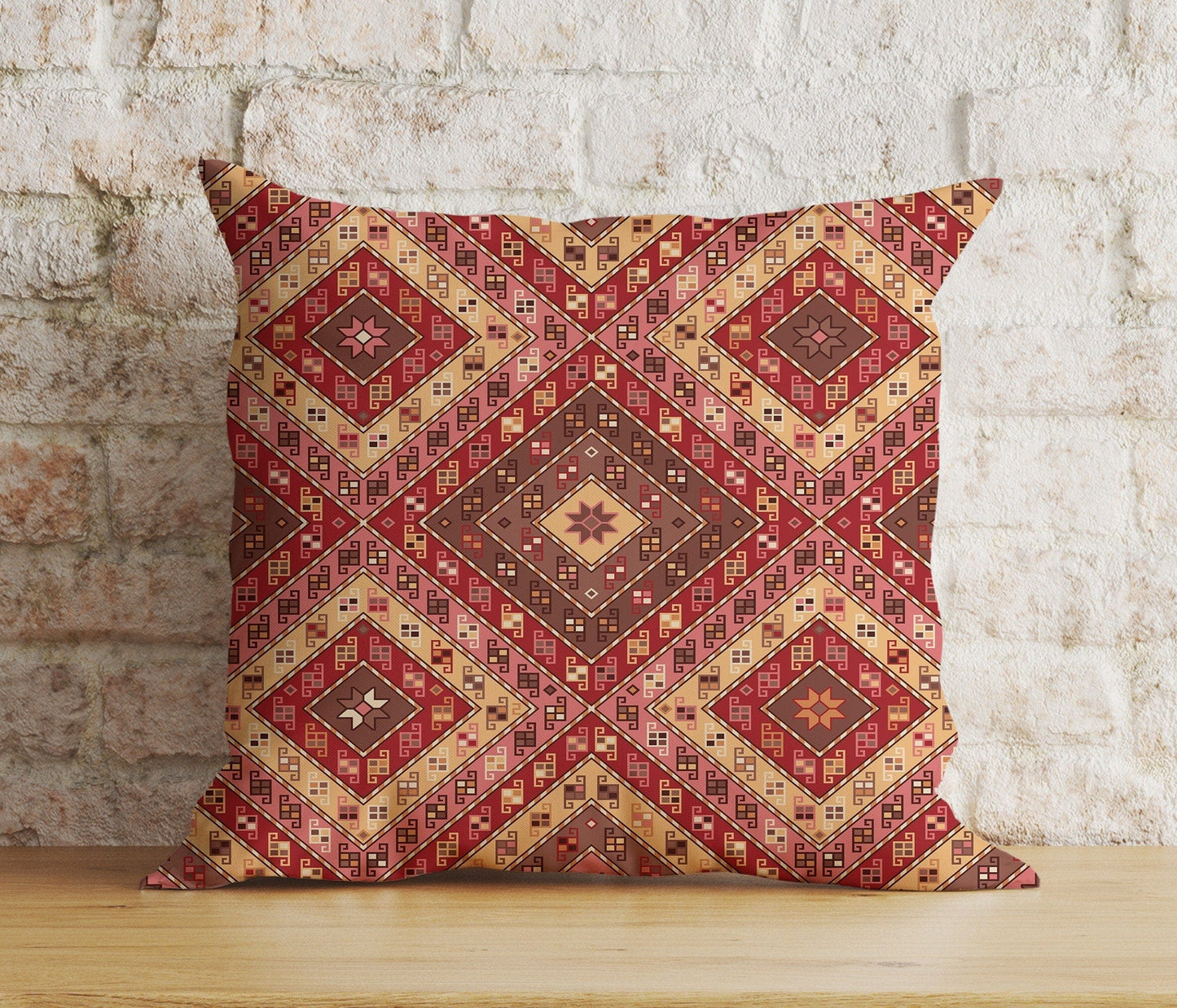 Onay 5 / 12 x 12 inch (30 x 30 cm) Double Side Aztec Southwestern Cushion Cover Traditional Turkish Kilim Pillow Cover