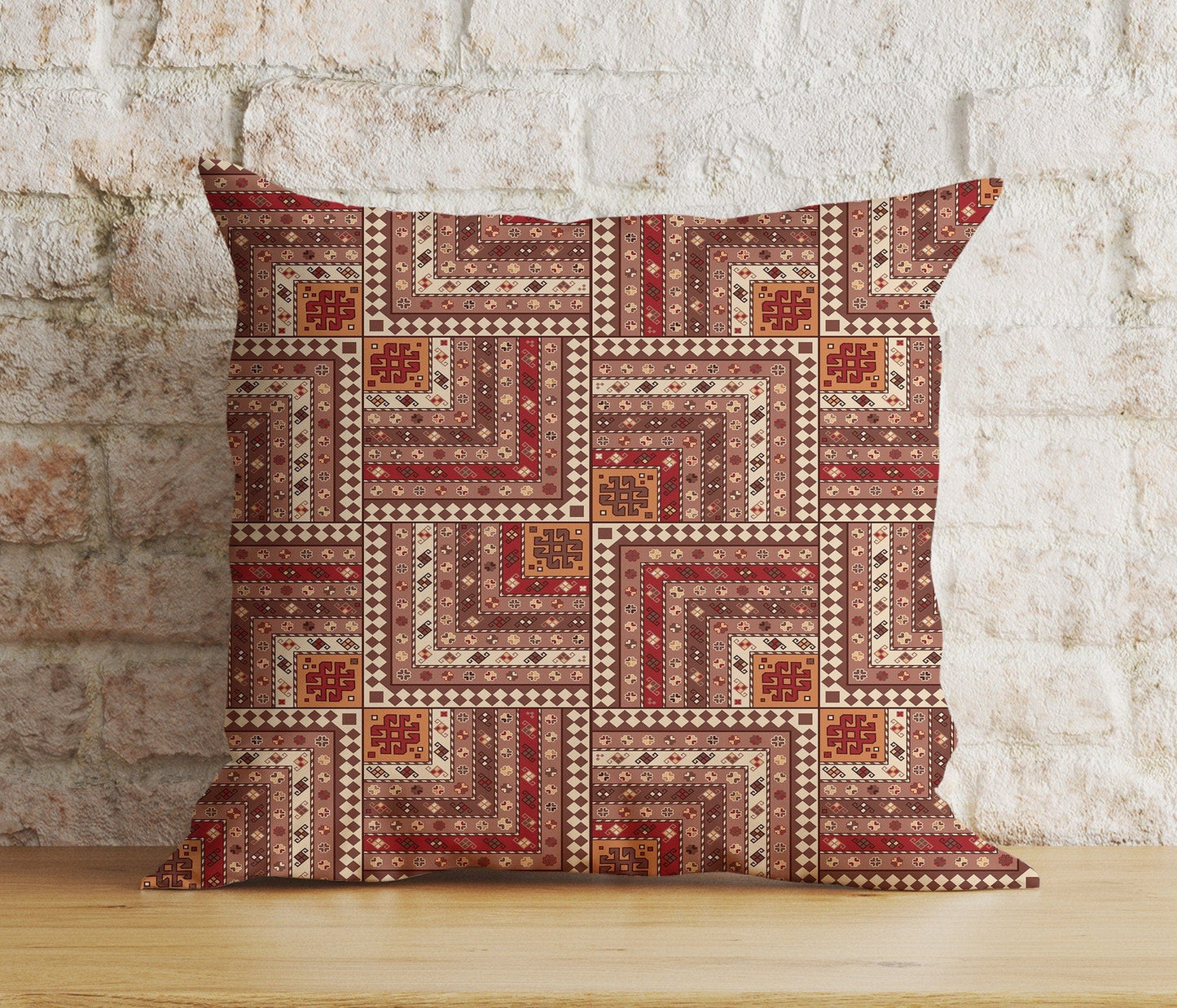 Onay 4 / 12 x 12 inch (30 x 30 cm) Double Side Aztec Southwestern Cushion Cover Traditional Turkish Kilim Pillow Cover