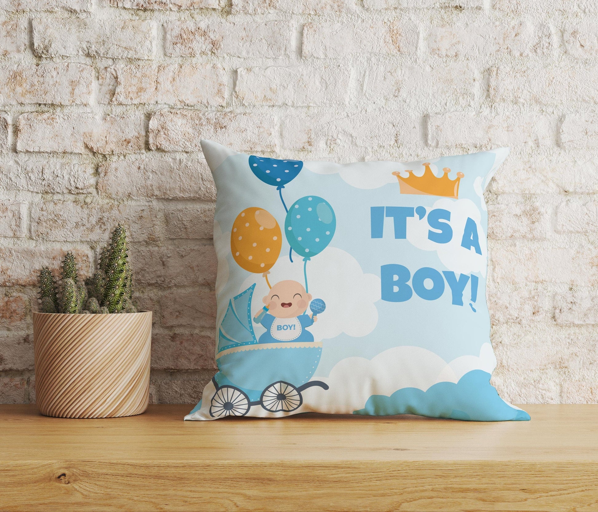 Onay Home Textile Cushion Covers 6 / 12 x 12 inch (30 x 30 cm) Double Side Baby Boy Cushion Cover UK Baby Shower Cushion Case