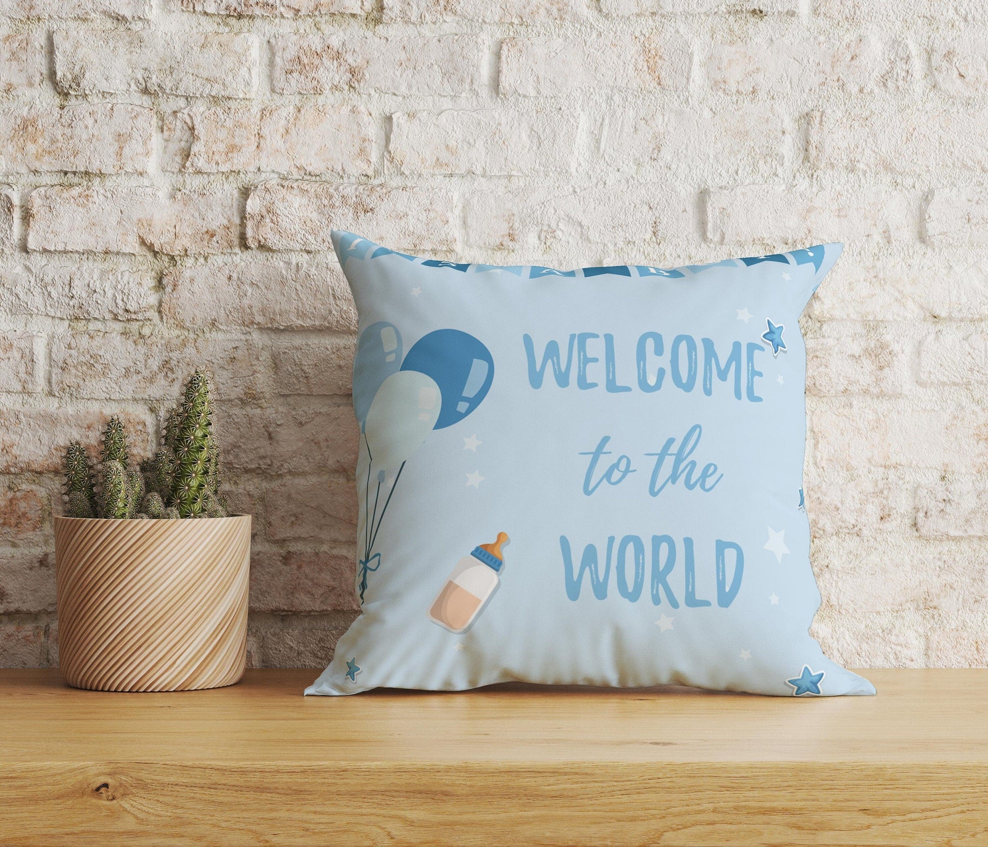 Onay Home Textile Cushion Covers 5 / 12 x 12 inch (30 x 30 cm) Double Side Baby Boy Cushion Cover UK Baby Shower Cushion Case