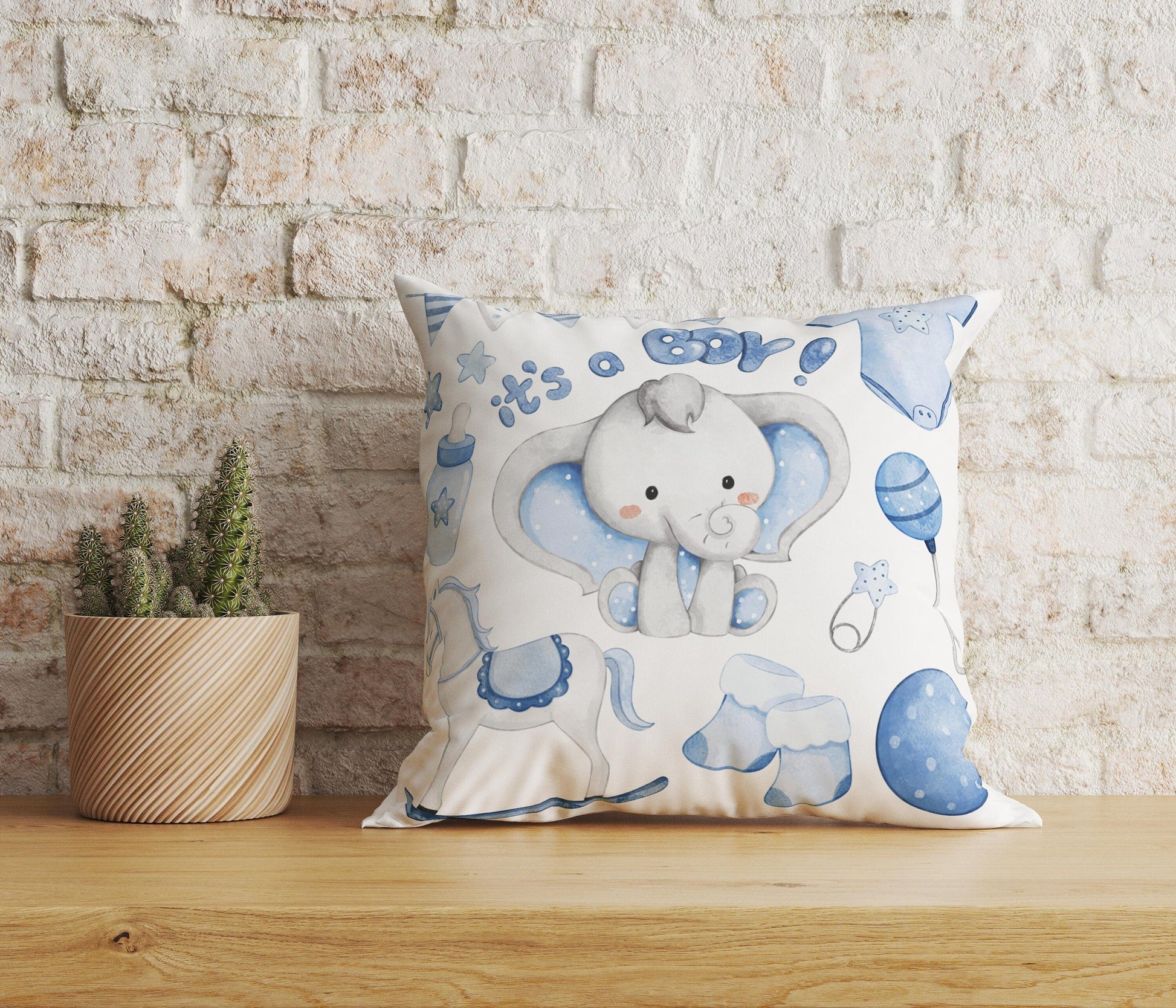 Onay Home Textile Cushion Covers 4 / 12 x 12 inch (30 x 30 cm) Double Side Baby Boy Cushion Cover UK Baby Shower Cushion Case