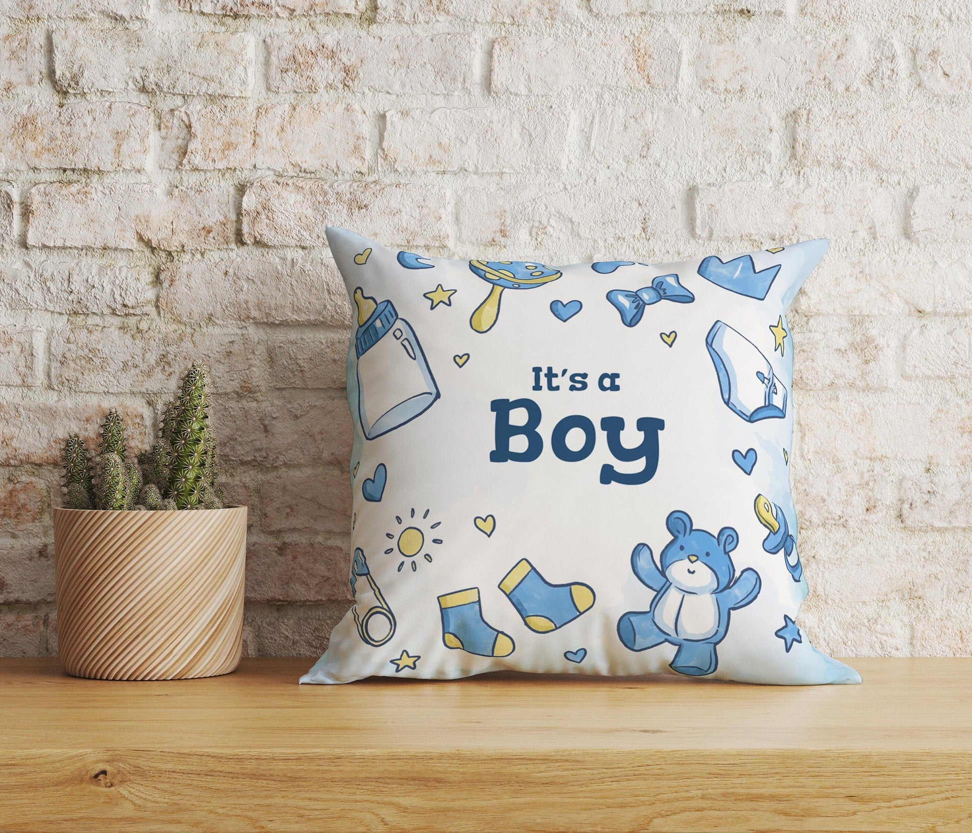 Onay Home Textile Cushion Covers 2 / 12 x 12 inch (30 x 30 cm) Double Side Baby Boy Cushion Cover UK Baby Shower Cushion Case