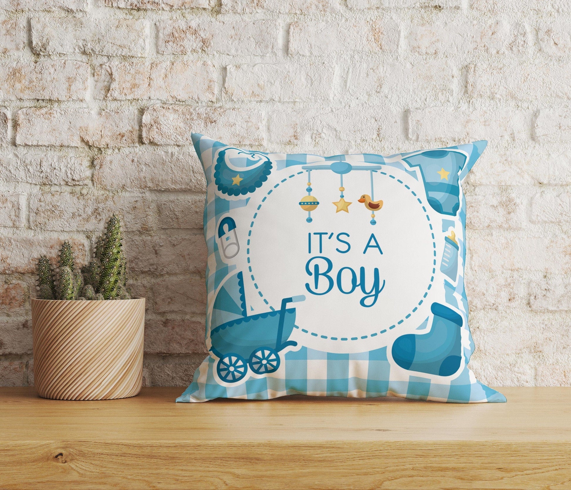 Onay Home Textile Cushion Covers 1 / 12 x 12 inch (30 x 30 cm) Double Side Baby Boy Cushion Cover UK Baby Shower Cushion Case