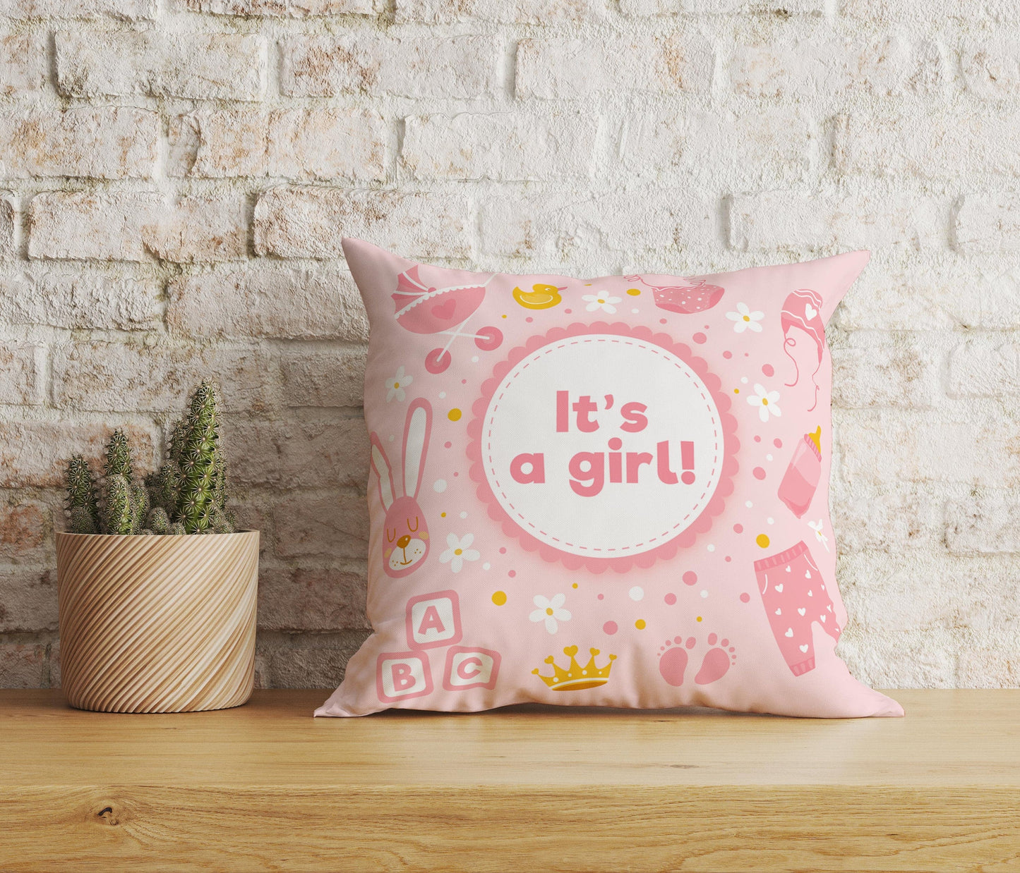 Onay Home Textile Cushion Covers 3 / 12 x 12 inch (30 x 30 cm) Double Side Baby Girl Cushion Cover UK Baby Shower Cushion Case