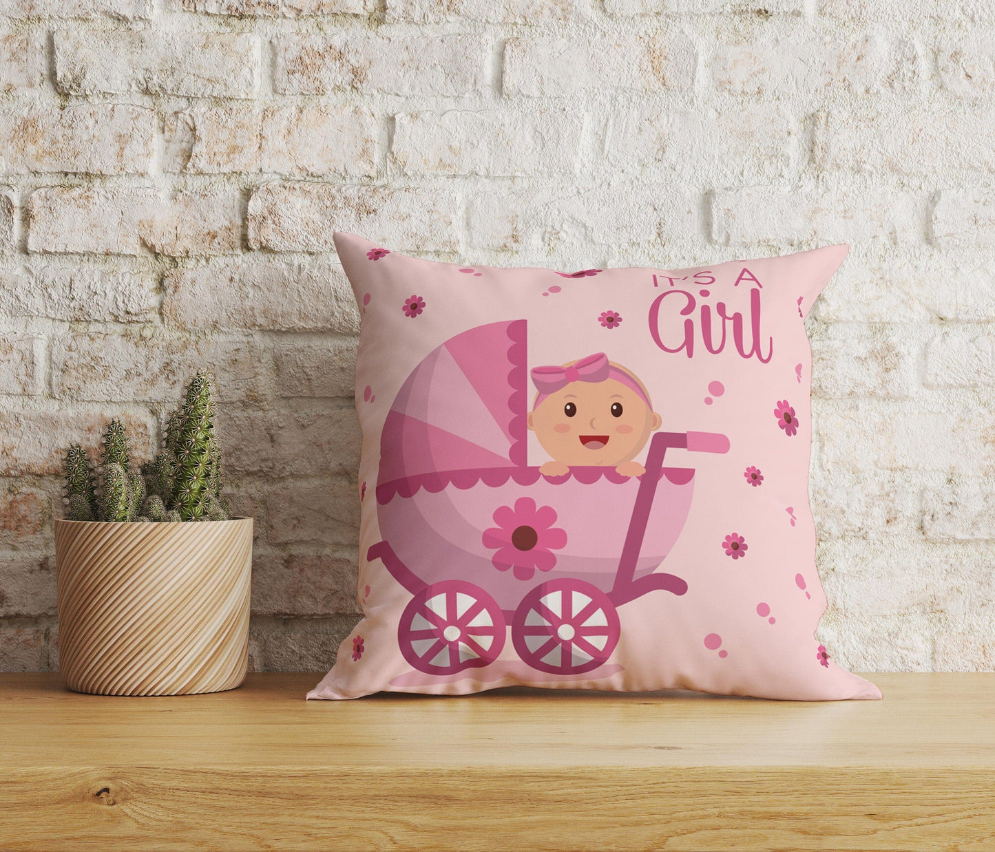 Onay Home Textile Cushion Covers 1 / 12 x 12 inch (30 x 30 cm) Double Side Baby Girl Cushion Cover UK Baby Shower Cushion Case