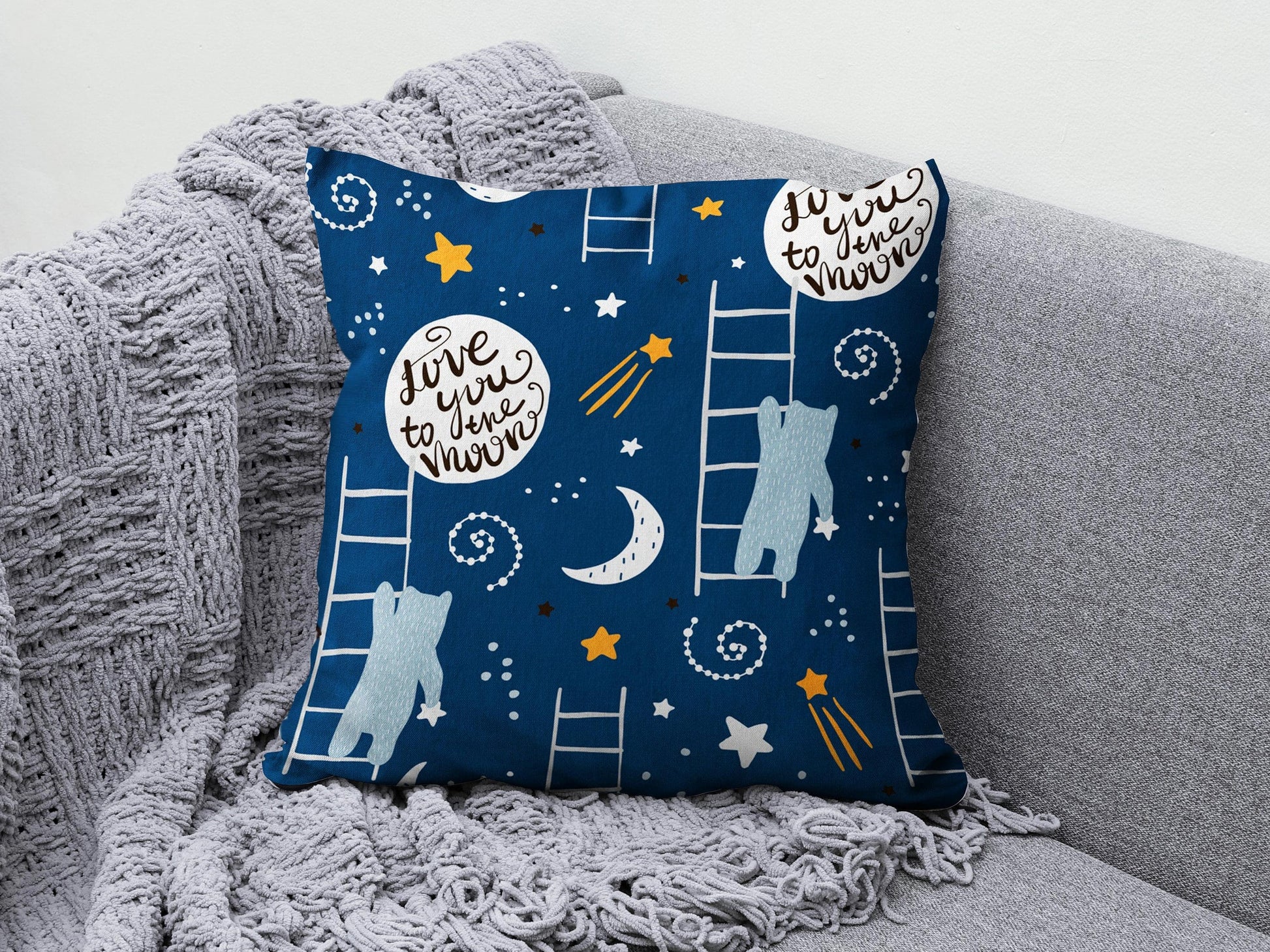 Onay 7 / 12 x 12 inch (30 x 30 cm) Baby Kids Space Planet Astronaut Decor Cushion Cover