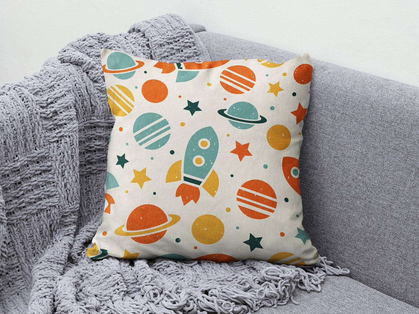 Onay 6 / 12 x 12 inch (30 x 30 cm) Baby Kids Space Planet Astronaut Decor Cushion Cover