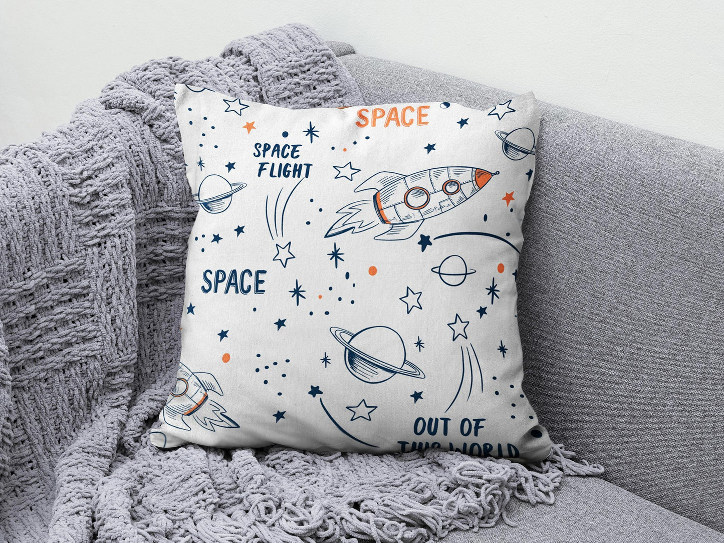 Onay 5 / 12 x 12 inch (30 x 30 cm) Baby Kids Space Planet Astronaut Decor Cushion Cover