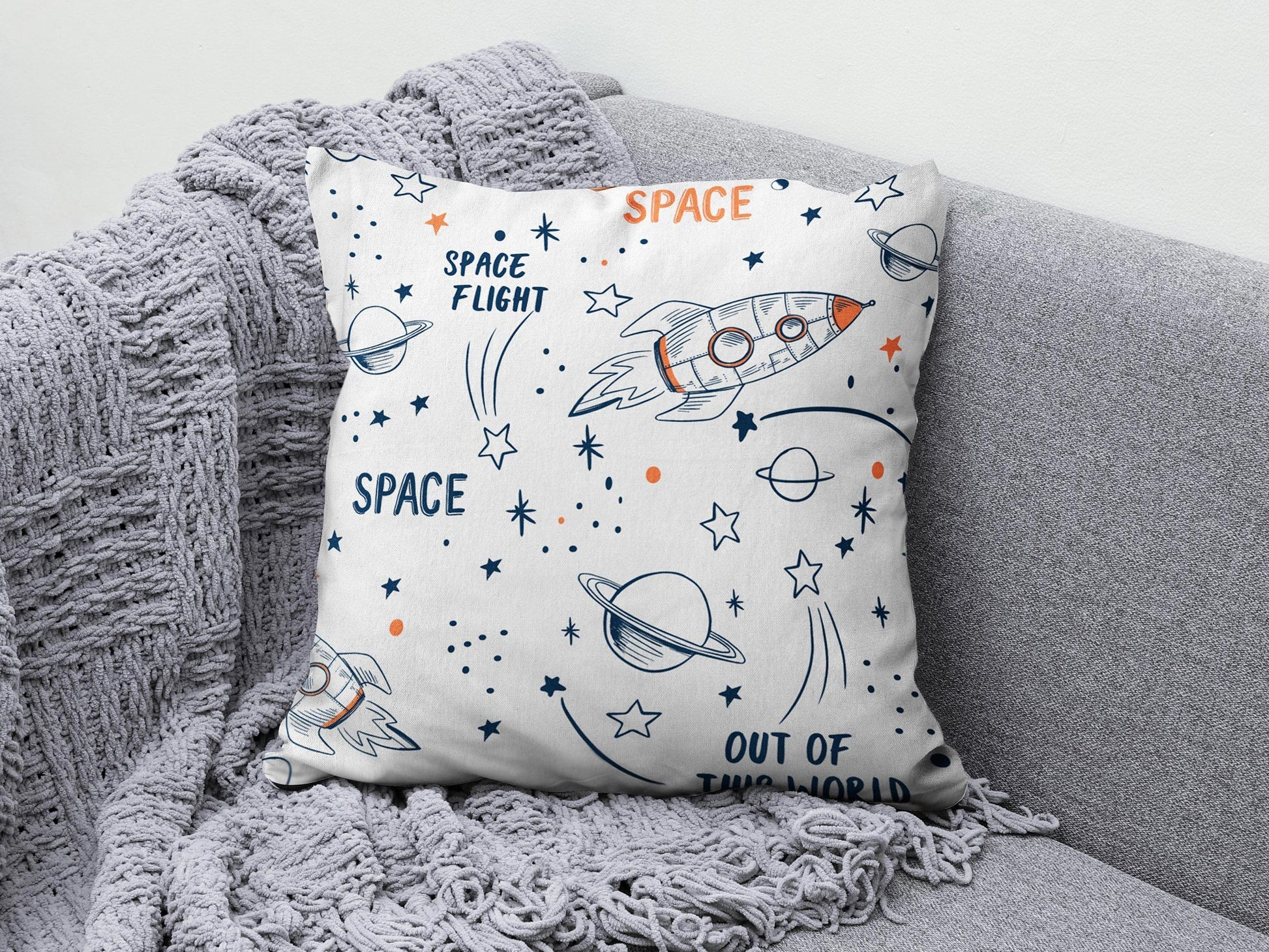 Onay 5 / 12 x 12 inch (30 x 30 cm) Baby Kids Space Planet Astronaut Decor Cushion Cover