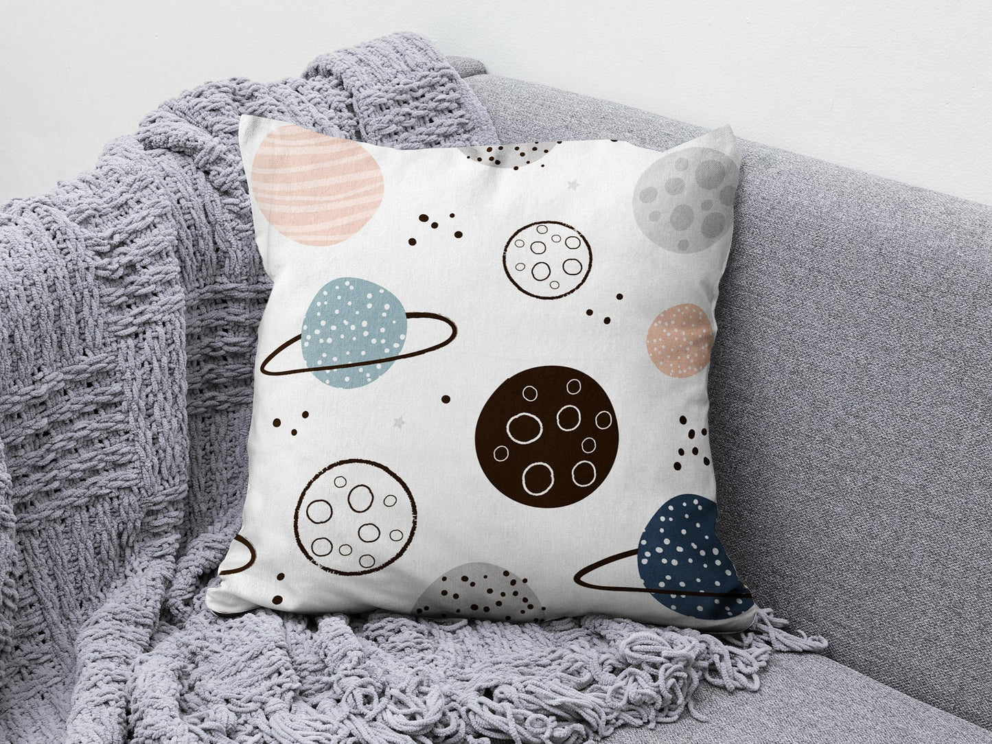 Onay 4 / 12 x 12 inch (30 x 30 cm) Baby Kids Space Planet Astronaut Decor Cushion Cover