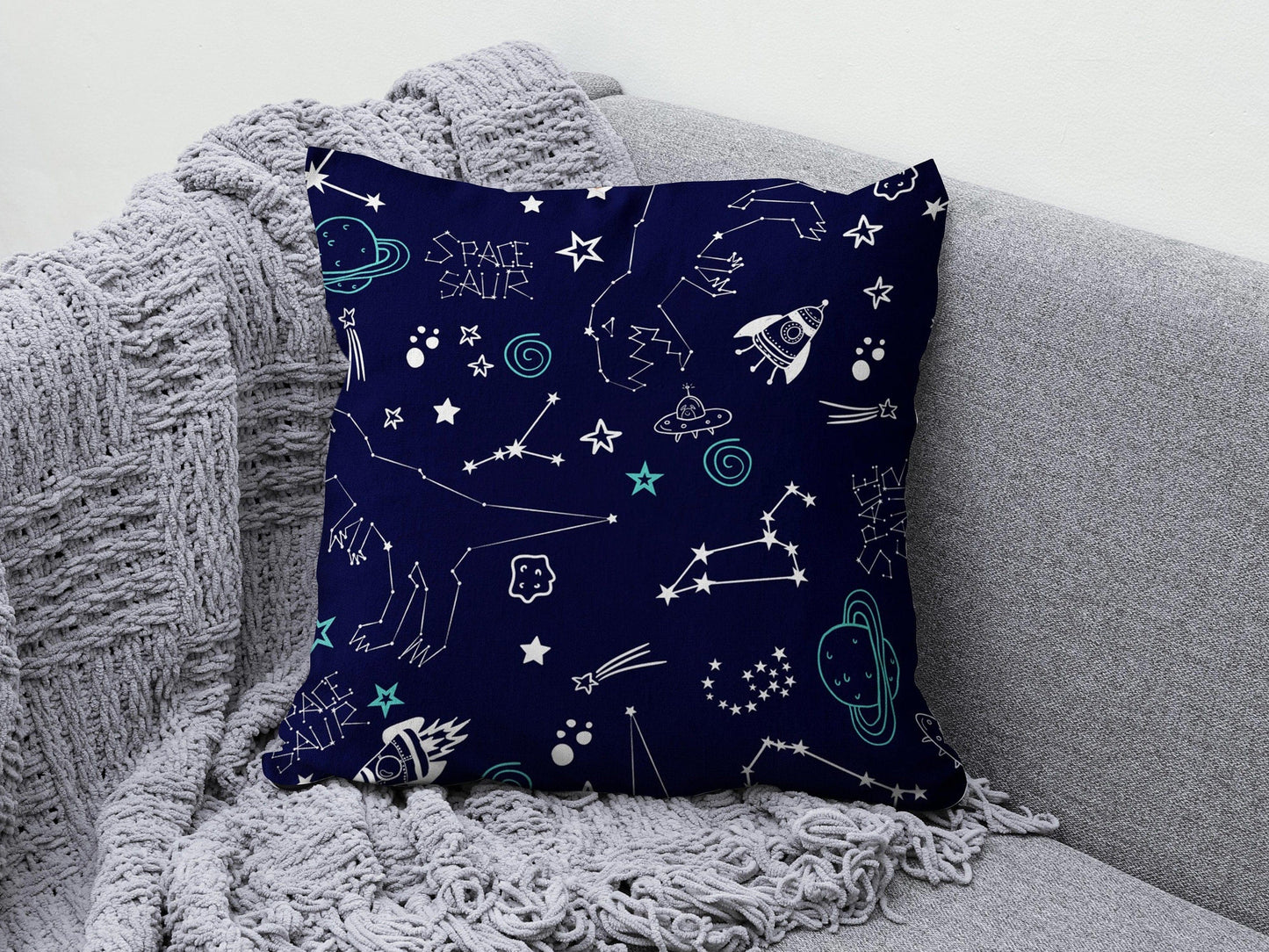 Onay 3 / 12 x 12 inch (30 x 30 cm) Baby Kids Space Planet Astronaut Decor Cushion Cover