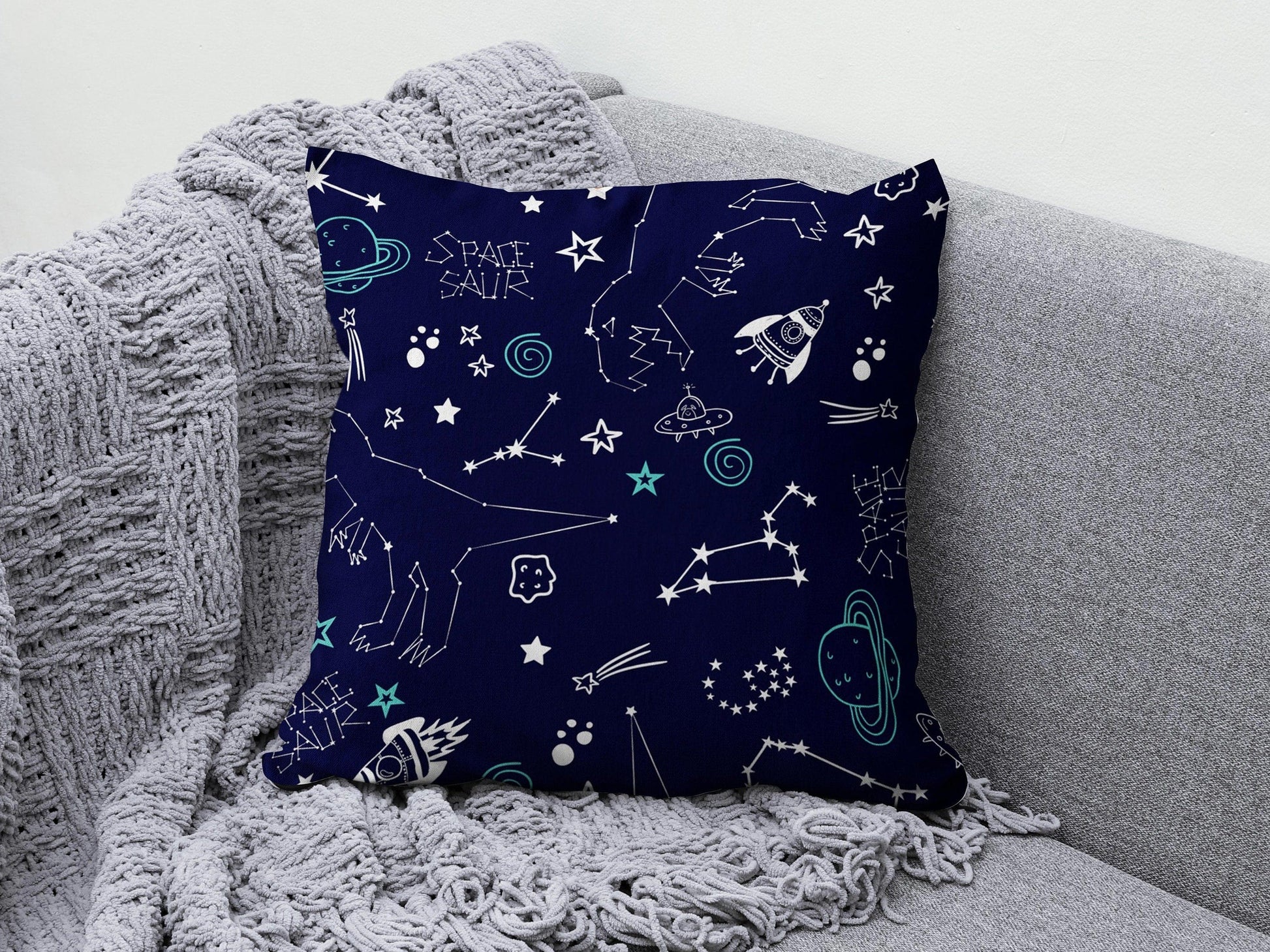 Onay 3 / 12 x 12 inch (30 x 30 cm) Baby Kids Space Planet Astronaut Decor Cushion Cover