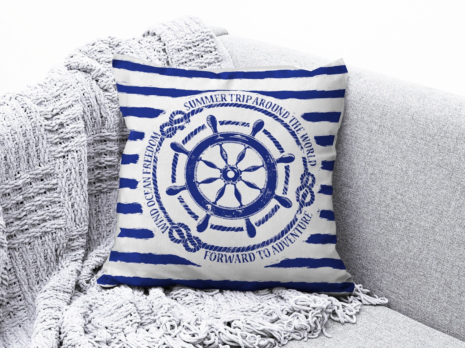 Onay 9 / 12 x 12 inch (30 x 30 cm) Double Side Beach House Cushion Cover Navy Marine Cushion Case Starfish Throw Pillow