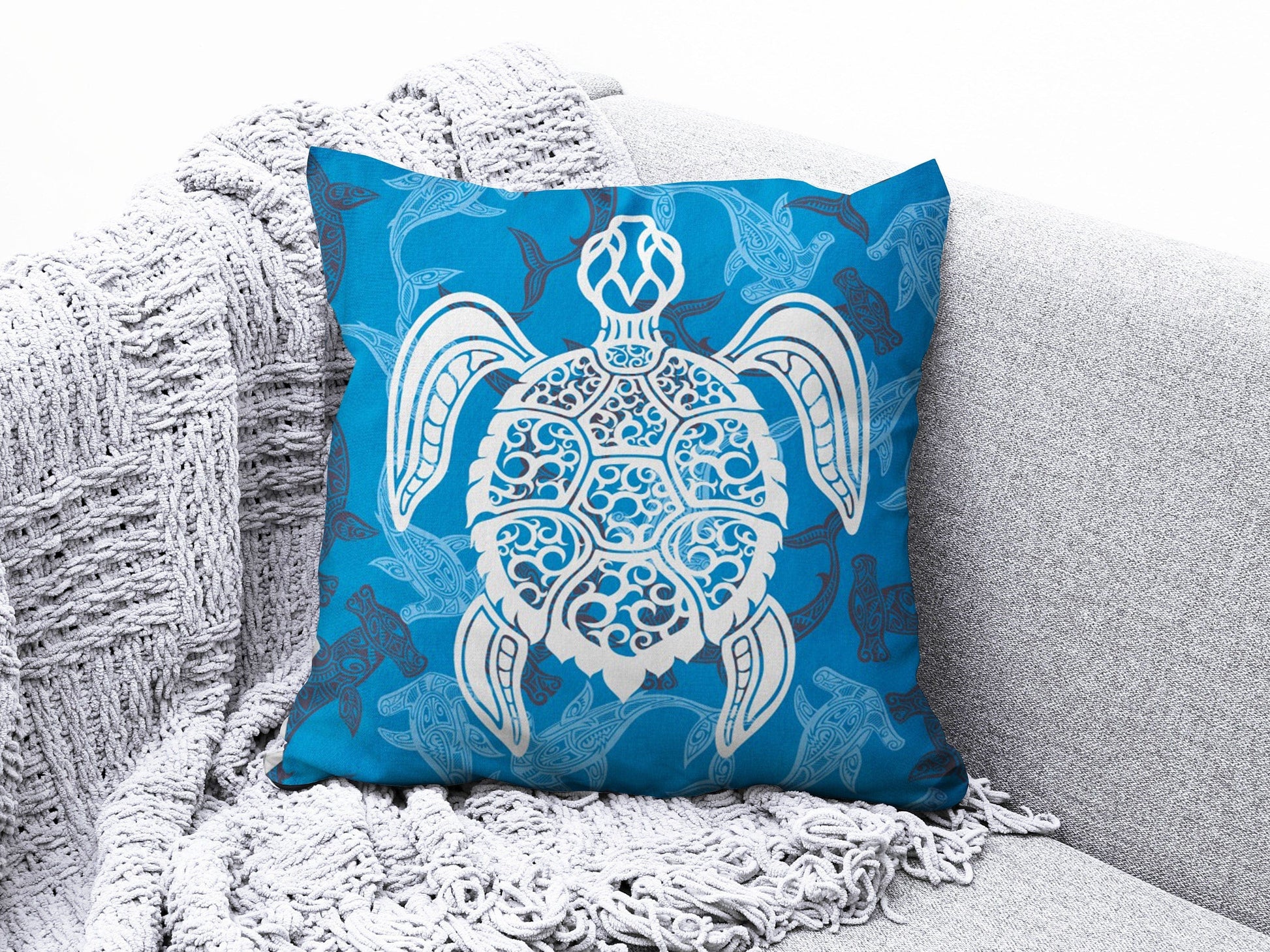 Onay 7 / 12 x 12 inch (30 x 30 cm) Double Side Beach House Cushion Cover Navy Marine Cushion Case Starfish Throw Pillow