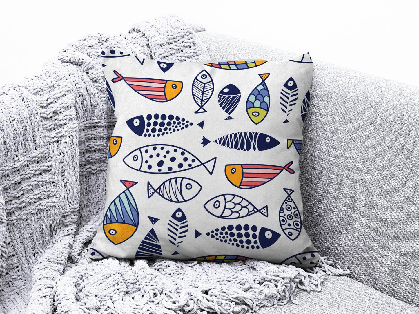 Onay 6 / 12 x 12 inch (30 x 30 cm) Double Side Beach House Cushion Cover Navy Marine Cushion Case Starfish Throw Pillow