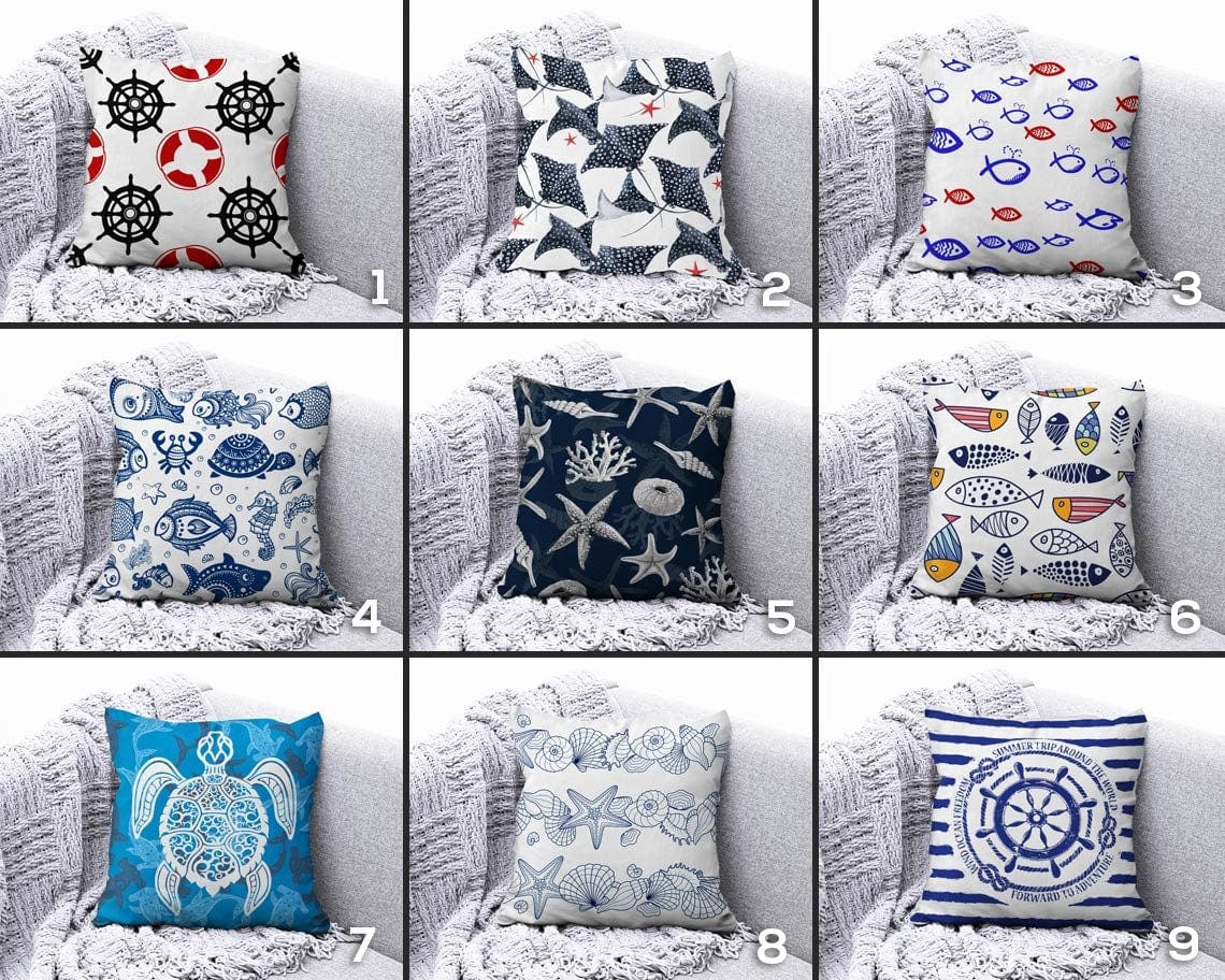 Onay Beach House Cushion Cover Navy Marine Cushion Case Starfish Throw Pillow