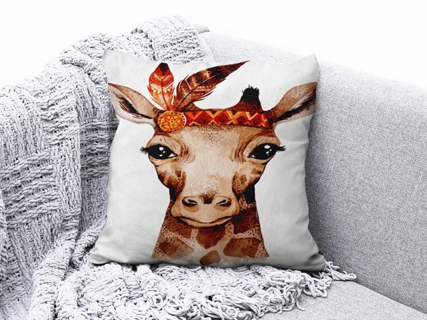 Onay 4 / 12 x 12 inch (30 x 30 cm) Double Side Bear, Dog, Giraffe, Camel Cushion Covers - Animal Pillow Cover