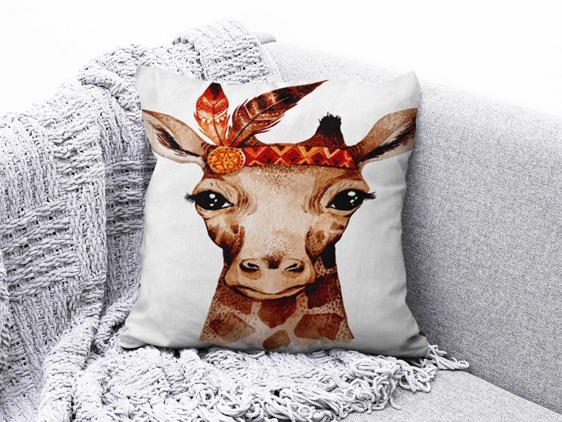 Onay 4 / 12 x 12 inch (30 x 30 cm) Double Side Bear, Dog, Giraffe, Camel Cushion Covers - Animal Pillow Cover