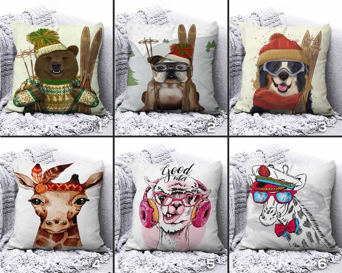 Onay Bear, Dog, Giraffe, Camel Cushion Covers - Animal Pillow Cover