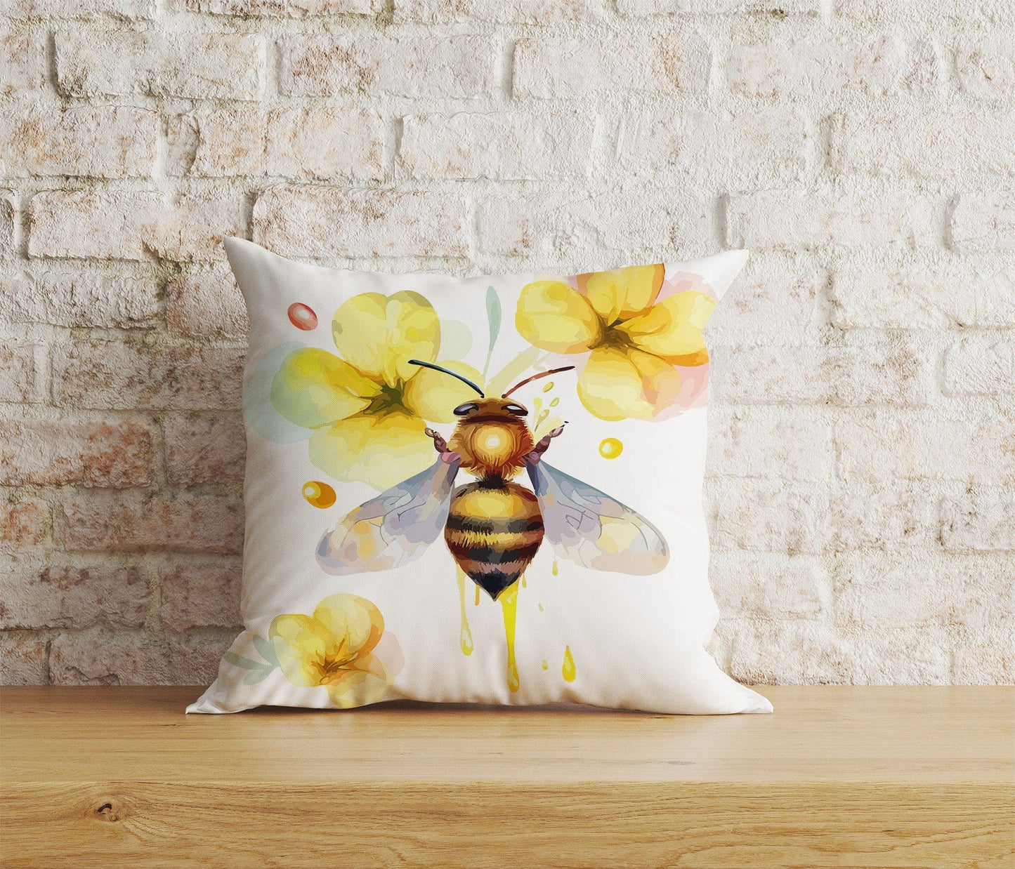 Onay Home Textile 3 / 12 x 12 inch (30 x 30 cm) Double Side Bee Cushion Cover Honeybee Pillow Case Bumble Throw Cushions
