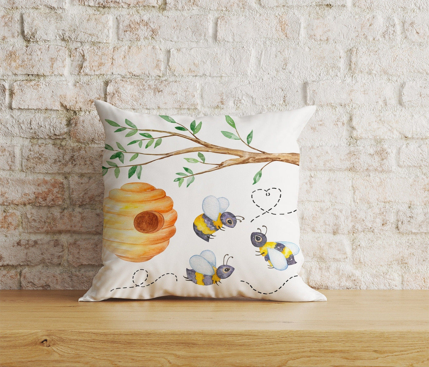 Onay Home Textile 2 / 12 x 12 inch (30 x 30 cm) Double Side Bee Cushion Cover Honeybee Pillow Case Bumble Throw Cushions