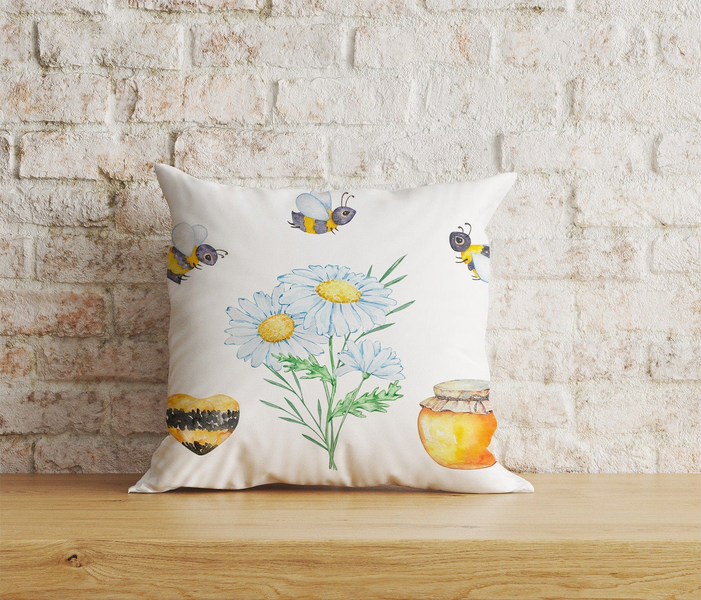 Onay Home Textile 1 / 12 x 12 inch (30 x 30 cm) Double Side Bee Cushion Cover Honeybee Pillow Case Bumble Throw Cushions