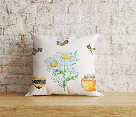 Onay Home Textile 1 / 12 x 12 inch (30 x 30 cm) Double Side Bee Cushion Cover Honeybee Pillow Case Bumble Throw Cushions