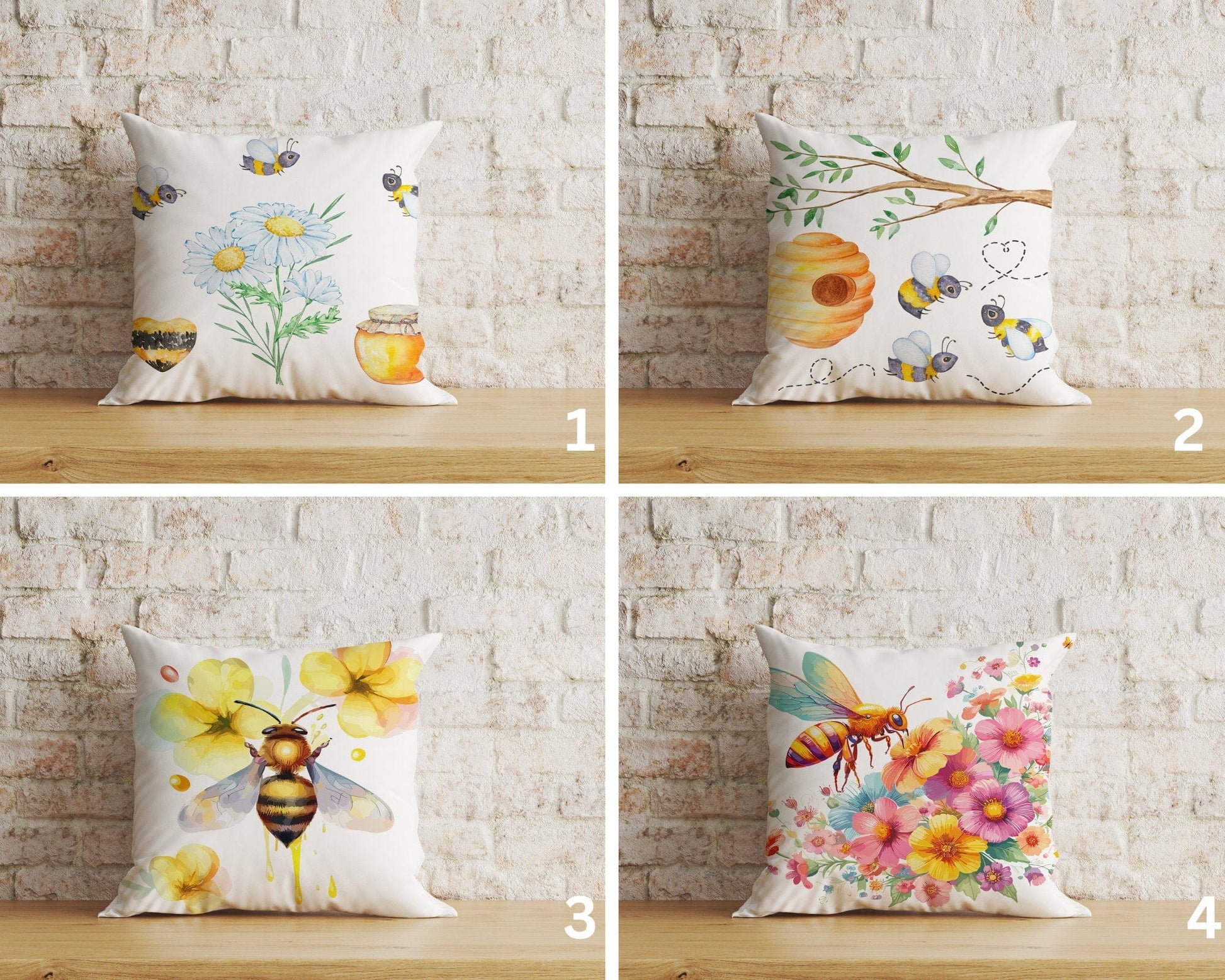Onay Home Textile Bee Cushion Cover Honeybee Pillow Case Bumble Throw Cushions