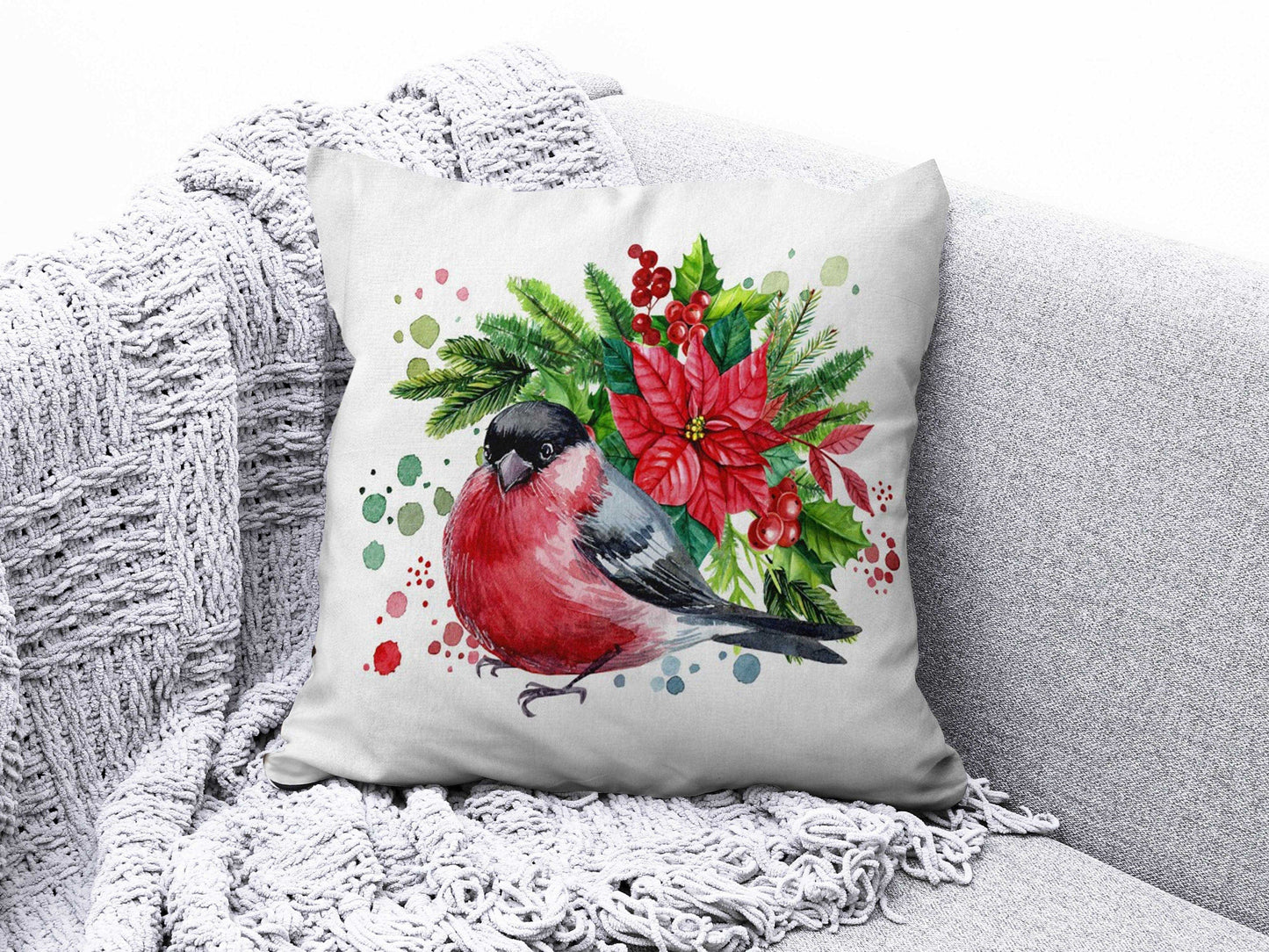 Onay 1 / 12 x 12 inch (30 x 30 cm) Double Side Bird Cushion Cover Pink Floral Pillow Cover Housewarming Cushion Case