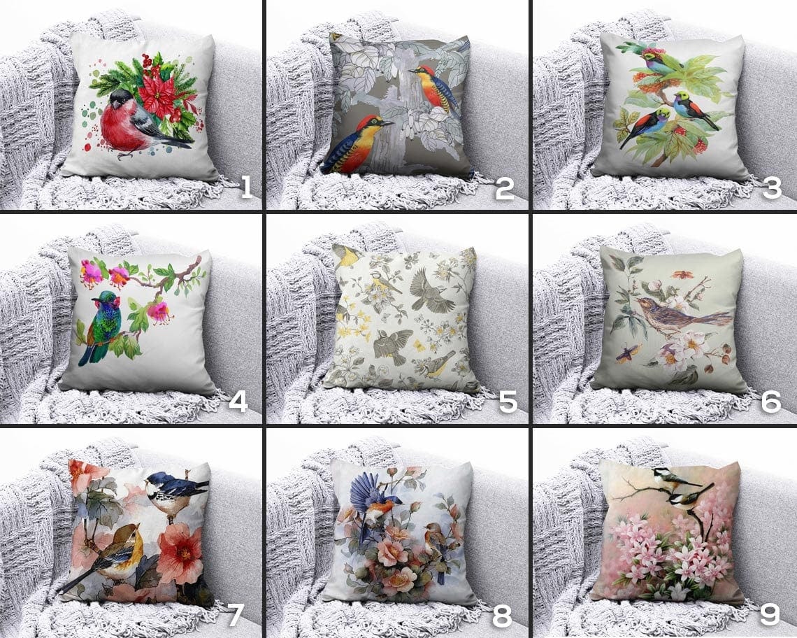 Onay Bird Cushion Cover Pink Floral Pillow Cover Housewarming Cushion Case
