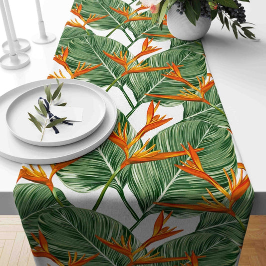 Onay Home Textile 1 / 12 x 46 inch (30 x 120 cm) Bird of Paradise Floral Table Runner Tropical Kitchen Runner