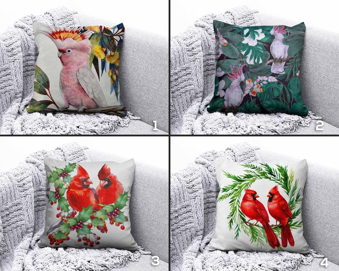 Onay Birds Parrot Cushion Cover Tropical Leaf Design Pillow Cover