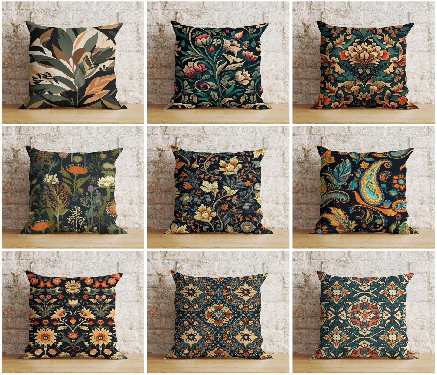 Onay Black Floral Cushion Cover Dark Floral Bedroom Throw Pillow Cover