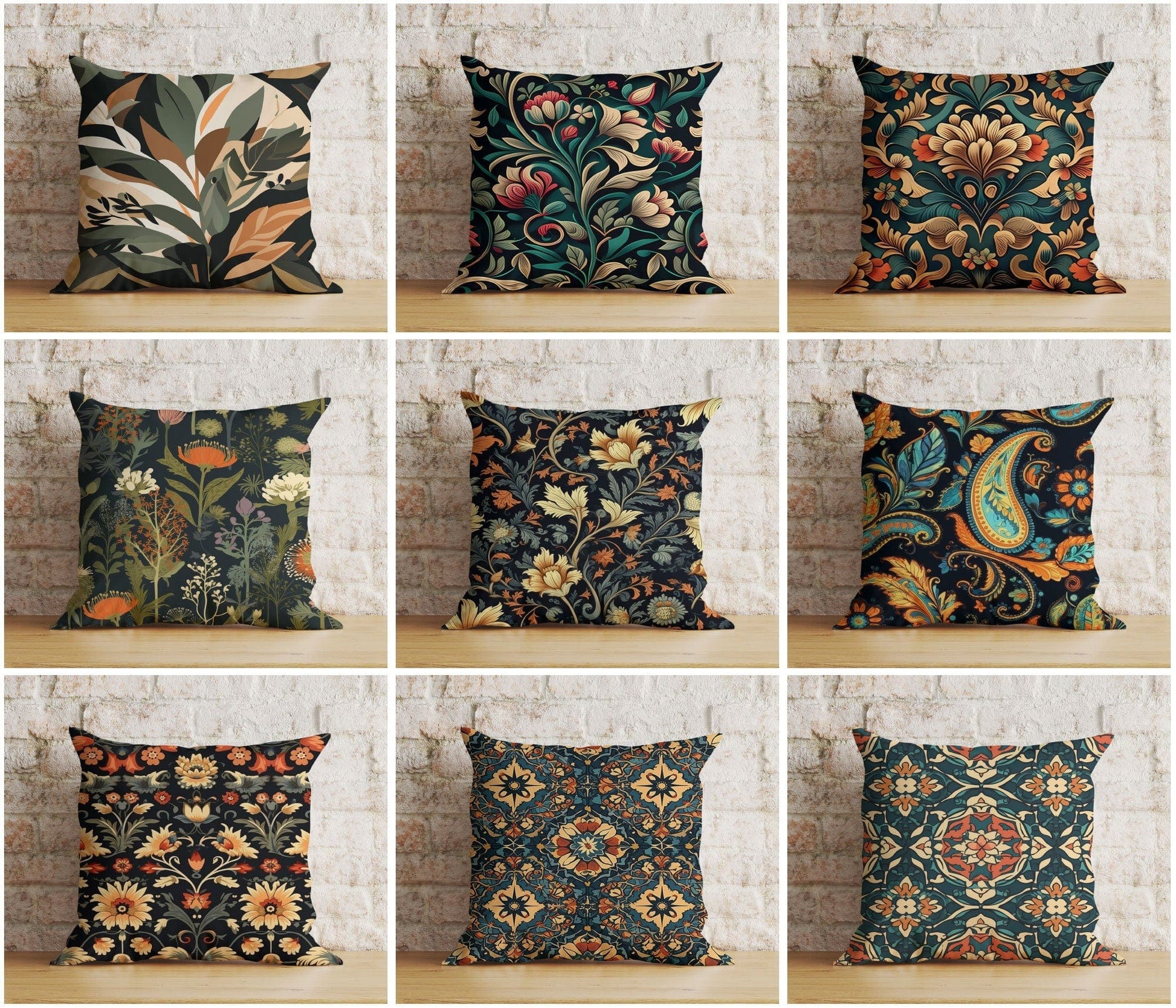 Onay Black Floral Cushion Cover Dark Floral Bedroom Throw Pillow Cover