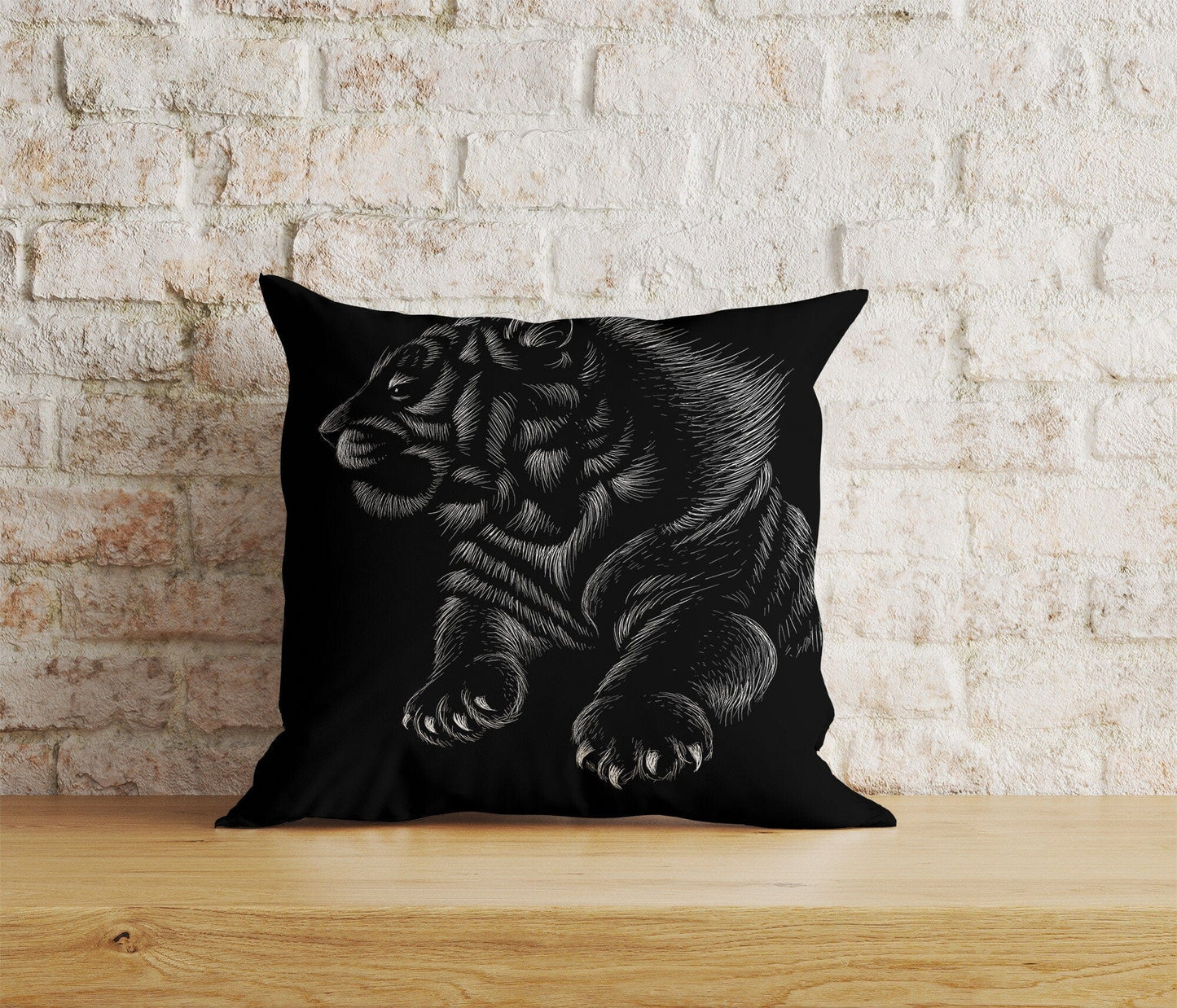 Onay Home Textile Cushion Covers 8 / 12 x 12 inch (30 x 30 cm) Double Side Black Tiger Pillow Covers Black and White Lion Pillow Covers