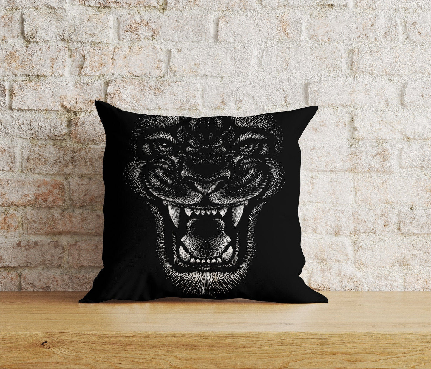 Onay Home Textile Cushion Covers 6 / 12 x 12 inch (30 x 30 cm) Double Side Black Tiger Pillow Covers Black and White Lion Pillow Covers