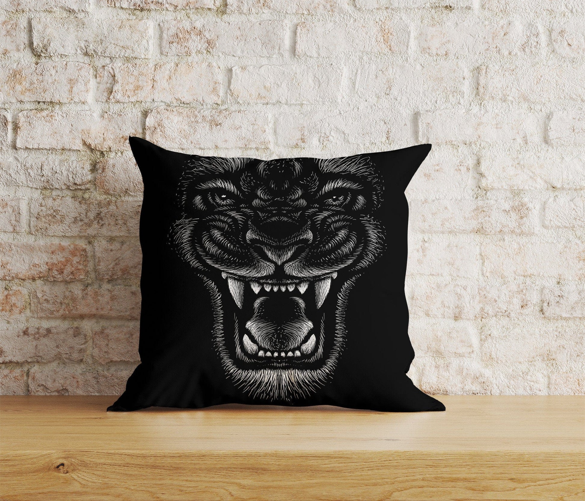Onay Home Textile Cushion Covers 6 / 12 x 12 inch (30 x 30 cm) Double Side Black Tiger Pillow Covers Black and White Lion Pillow Covers