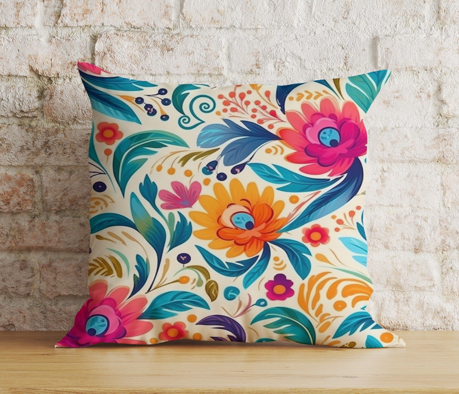 Onay 8 / 12 x 12 inch (30 x 30 cm) Double Side Blossom Floral Cushion Cover Colorful Flower Modern Euro Pillow Cover