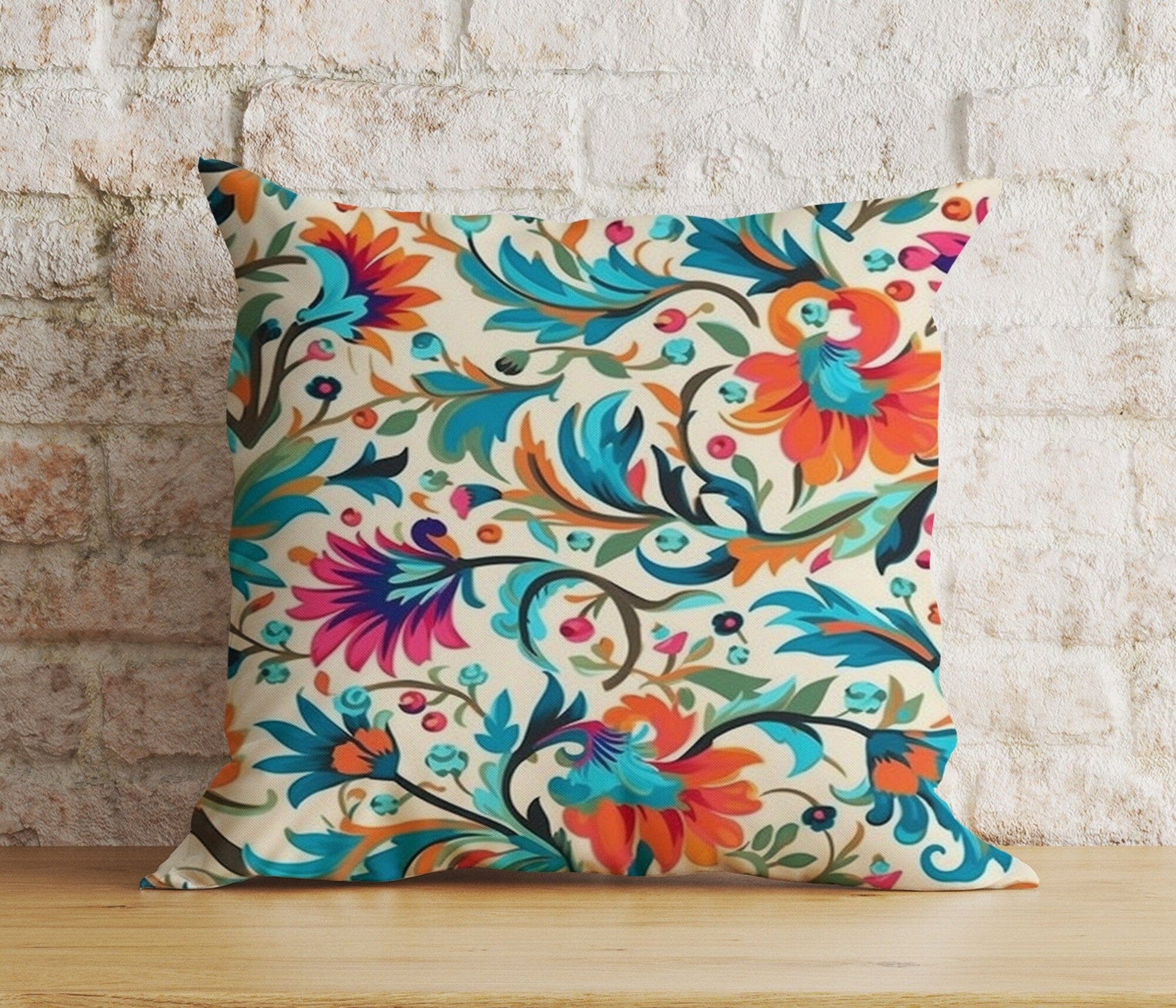 Onay 7 / 12 x 12 inch (30 x 30 cm) Double Side Blossom Floral Cushion Cover Colorful Flower Modern Euro Pillow Cover