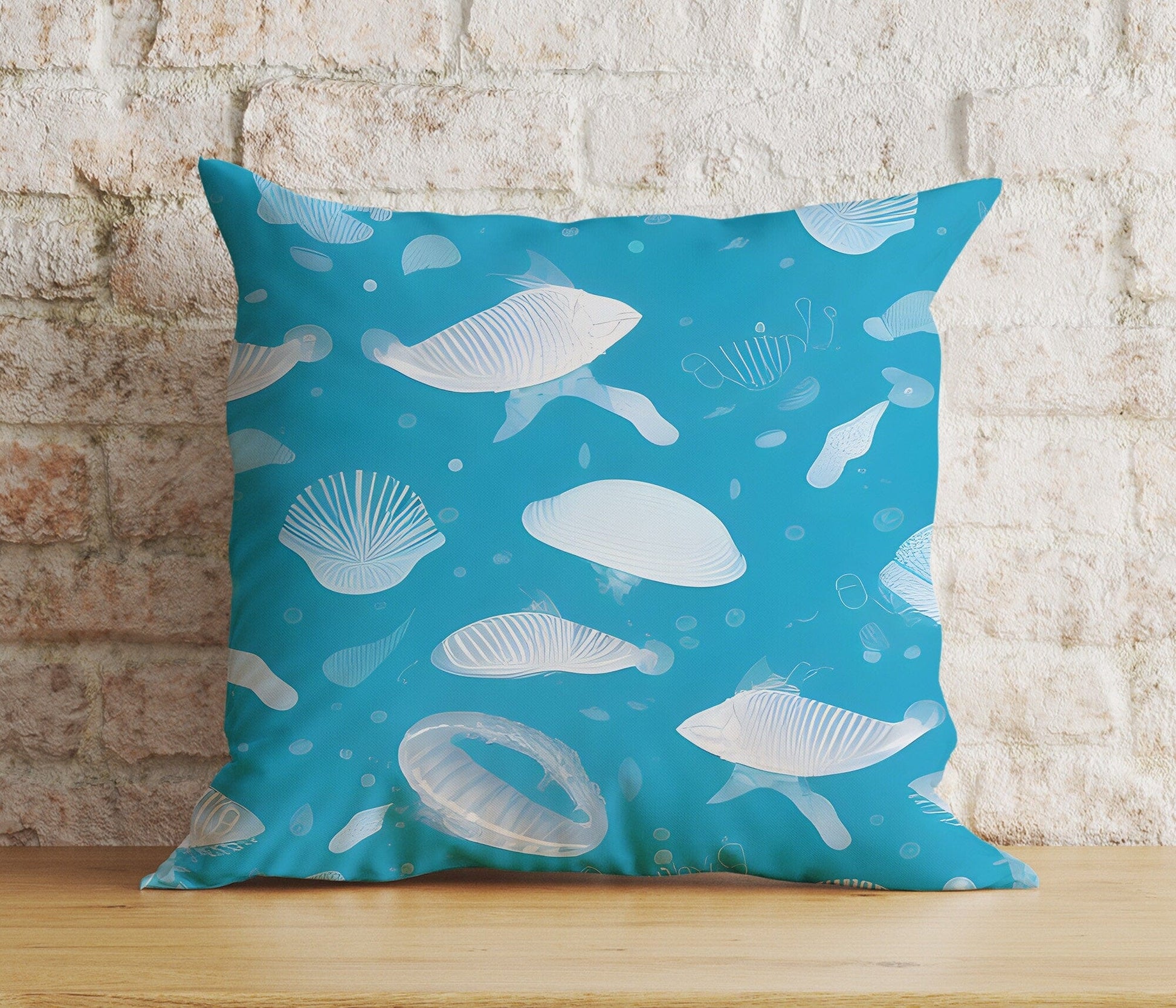 Onay Home Textile Cushion Covers 2 / 12 x 12 inch (30 x 30 cm) Double Side Blue Abstract  Nautical Cushion Cover Jellyfish Pillow Cover