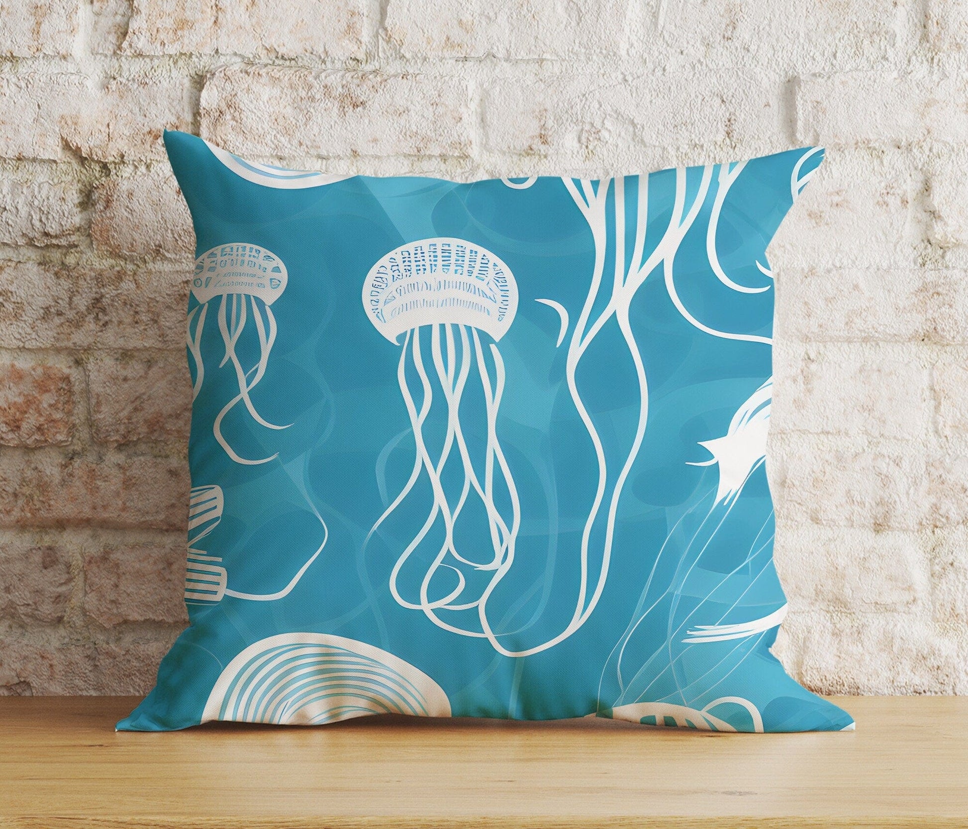 Onay Home Textile Cushion Covers 1 / 12 x 12 inch (30 x 30 cm) Double Side Blue Abstract  Nautical Cushion Cover Jellyfish Pillow Cover