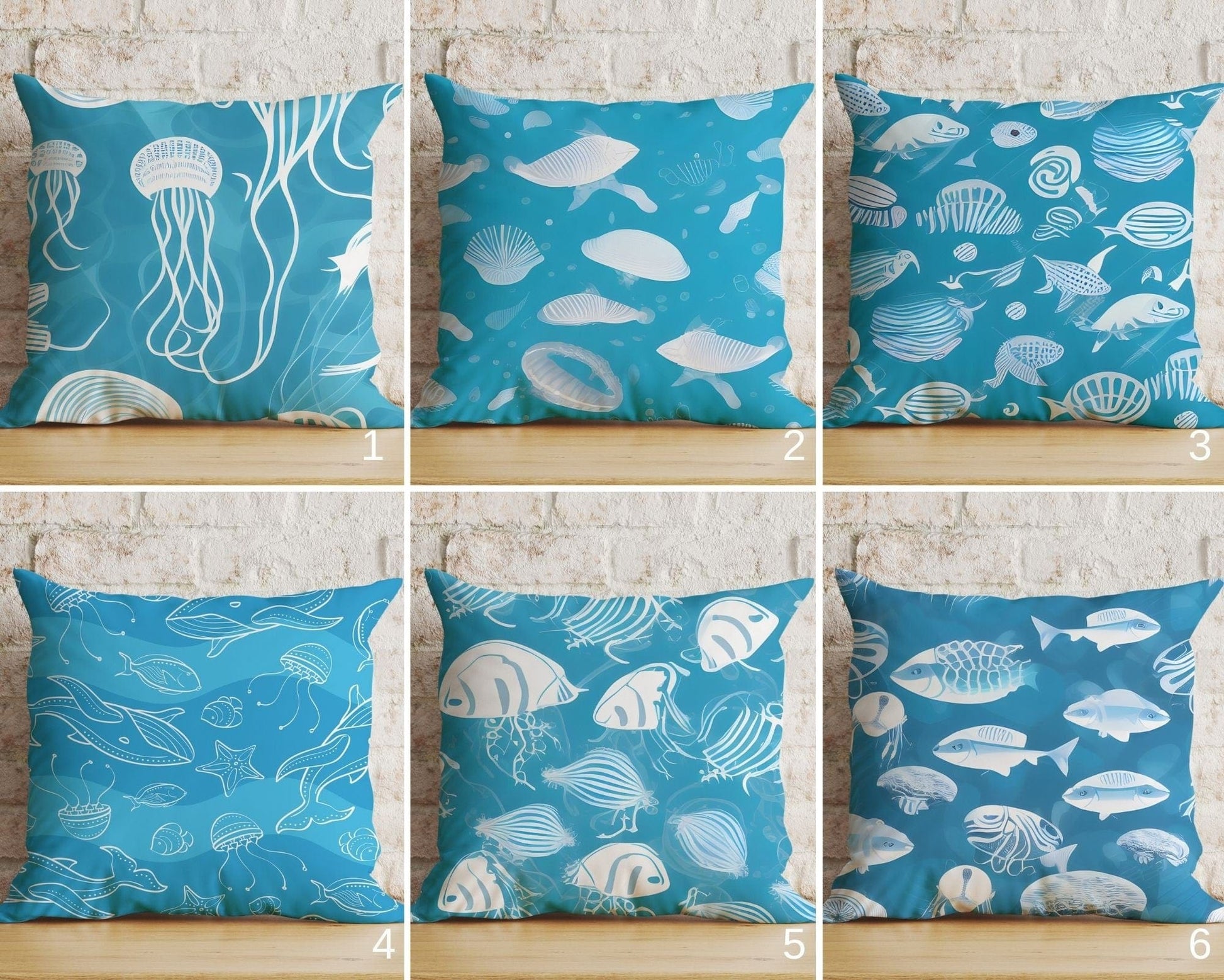 Onay Home Textile Cushion Covers Blue Abstract  Nautical Cushion Cover Jellyfish Pillow Cover
