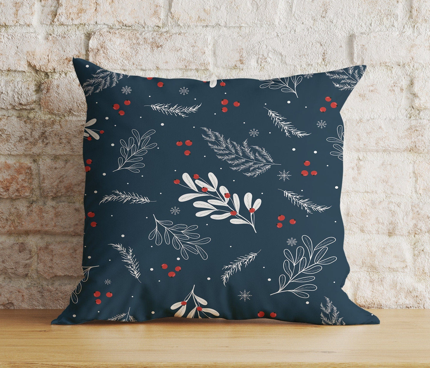 Onay 5 / 12 x 12 inch (30 x 30 cm) Double Side Blue Christmas Festive Ornament Pine Tree Print Cushions Covers