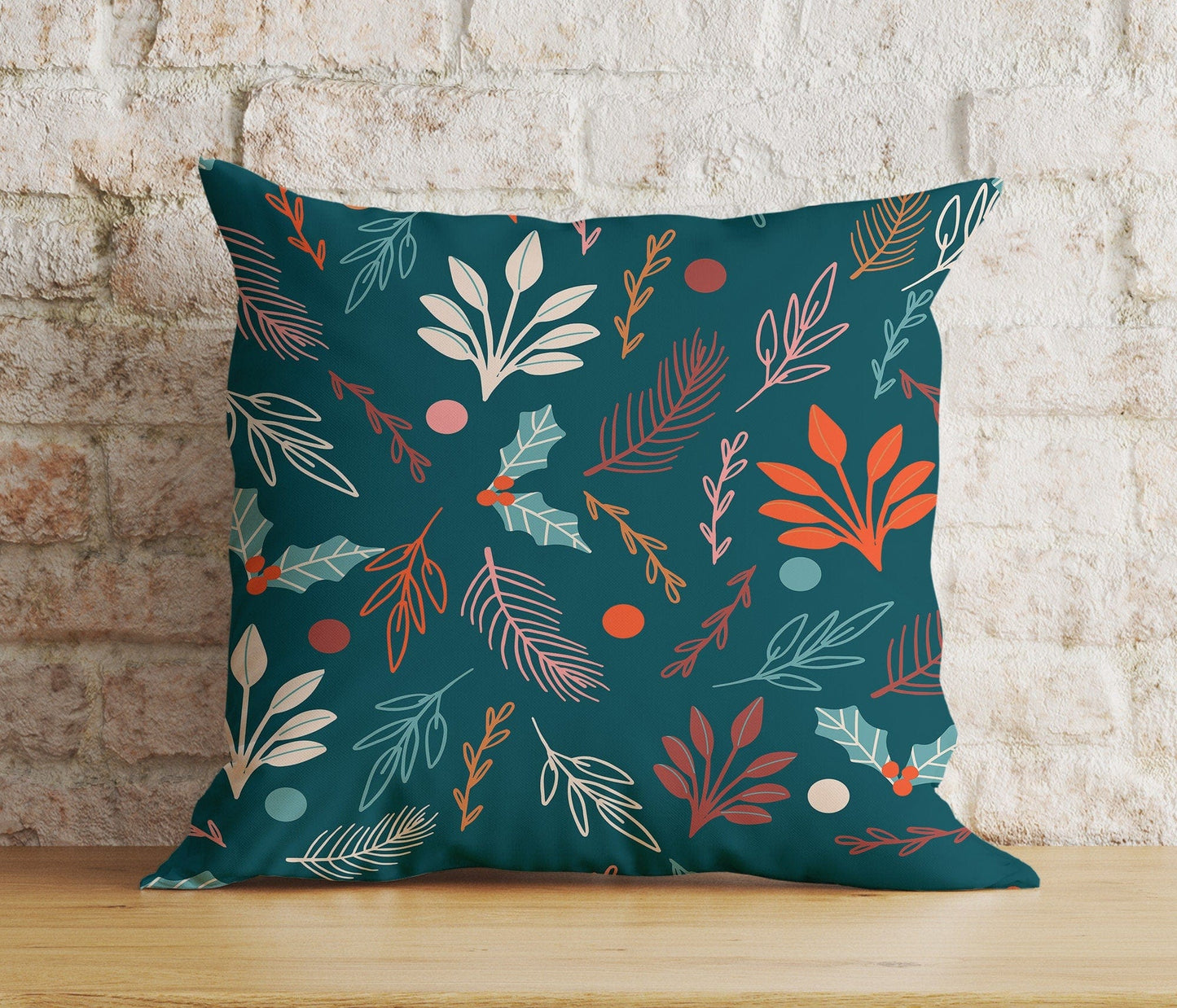 Onay 2 / 12 x 12 inch (30 x 30 cm) Double Side Blue Christmas Festive Ornament Pine Tree Print Cushions Covers