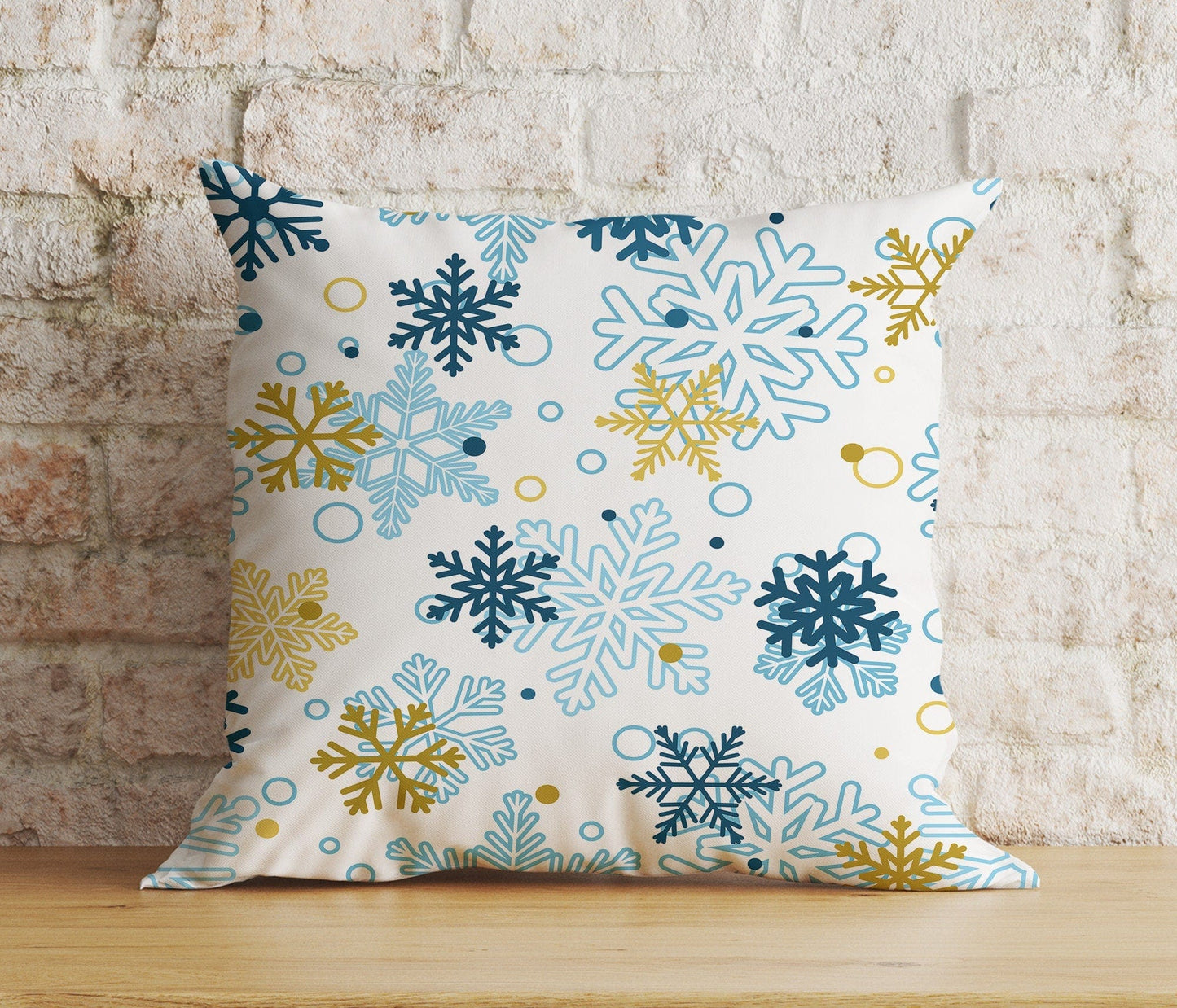 Onay 8 / 12 x 12 inch (30 x 30 cm) Double Side Blue Festive Winter Snowflakes Christmas Print Cushion Covers